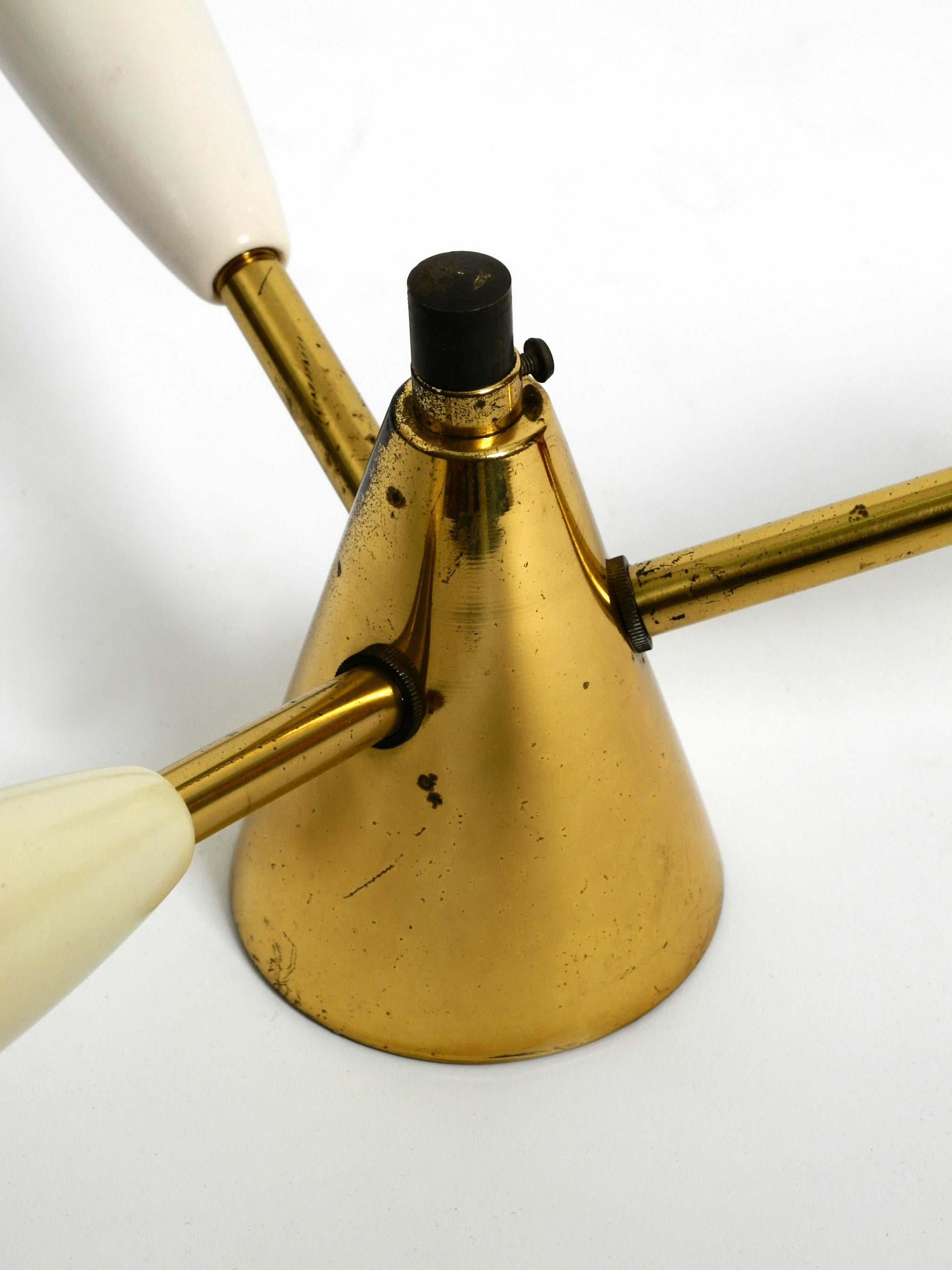 Mid-Century Modern 3 Armed Sputnik Ceiling Lamp Made of Brass 1