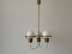 Mid-century Modern 3 Ball Glass and Brass Frame Pendant Lamp, 1960s, Germany