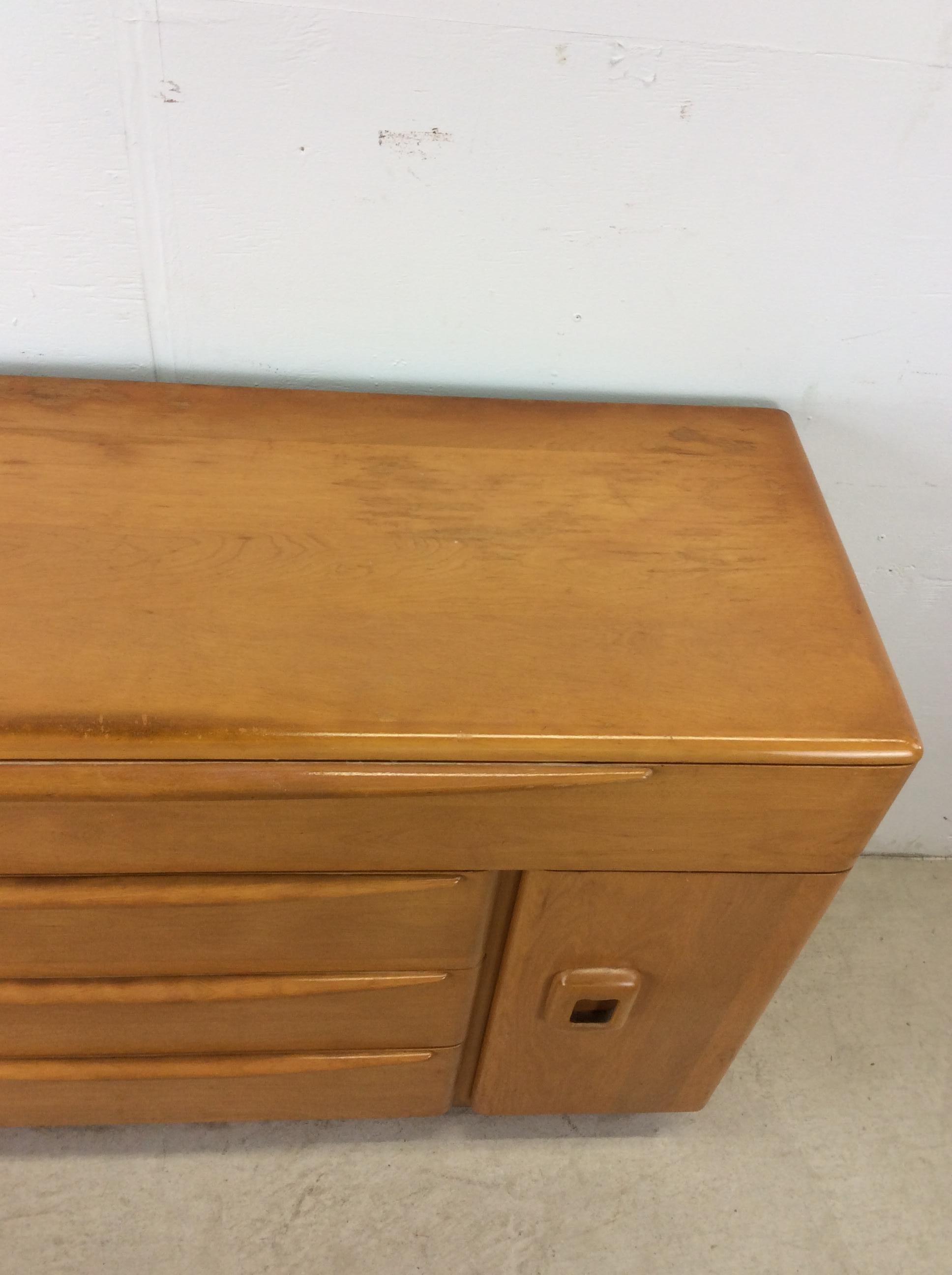 Maple Mid Century Modern 3 Drawer Credenza by Heywood Wakefiled For Sale