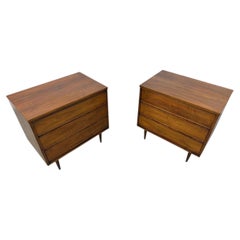 Mid-Century Modern 3-Drawer Walnut Bachelor Chests - Set of 2 - Refinished!