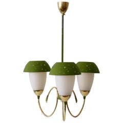 Mid-Century Modern 3-Flamed Sputnik Pendant Lamp by Hillebrand Germany 1950s