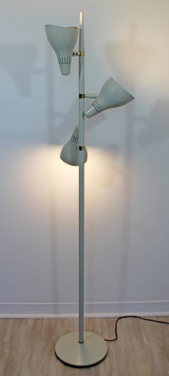 Mid-Century Modern 3 Headed Cone White Metal and Brass Floor Lamp, 1960s