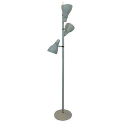 Vintage Mid-Century Modern 3 Headed Cone White Metal and Brass Floor Lamp, 1960s