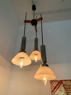 Mid-Century Modern 3-Light Chandelier Attributed to Stilnovo, Italy, circa 1970