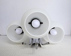 Mid Century Modern 3- Light Chrome Wall Light w. Satin Glass Globes, Spain 60s