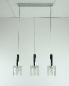 Mid-Century Modern 3-Light Pendant Lamp Glass and Chrome Hillebrand