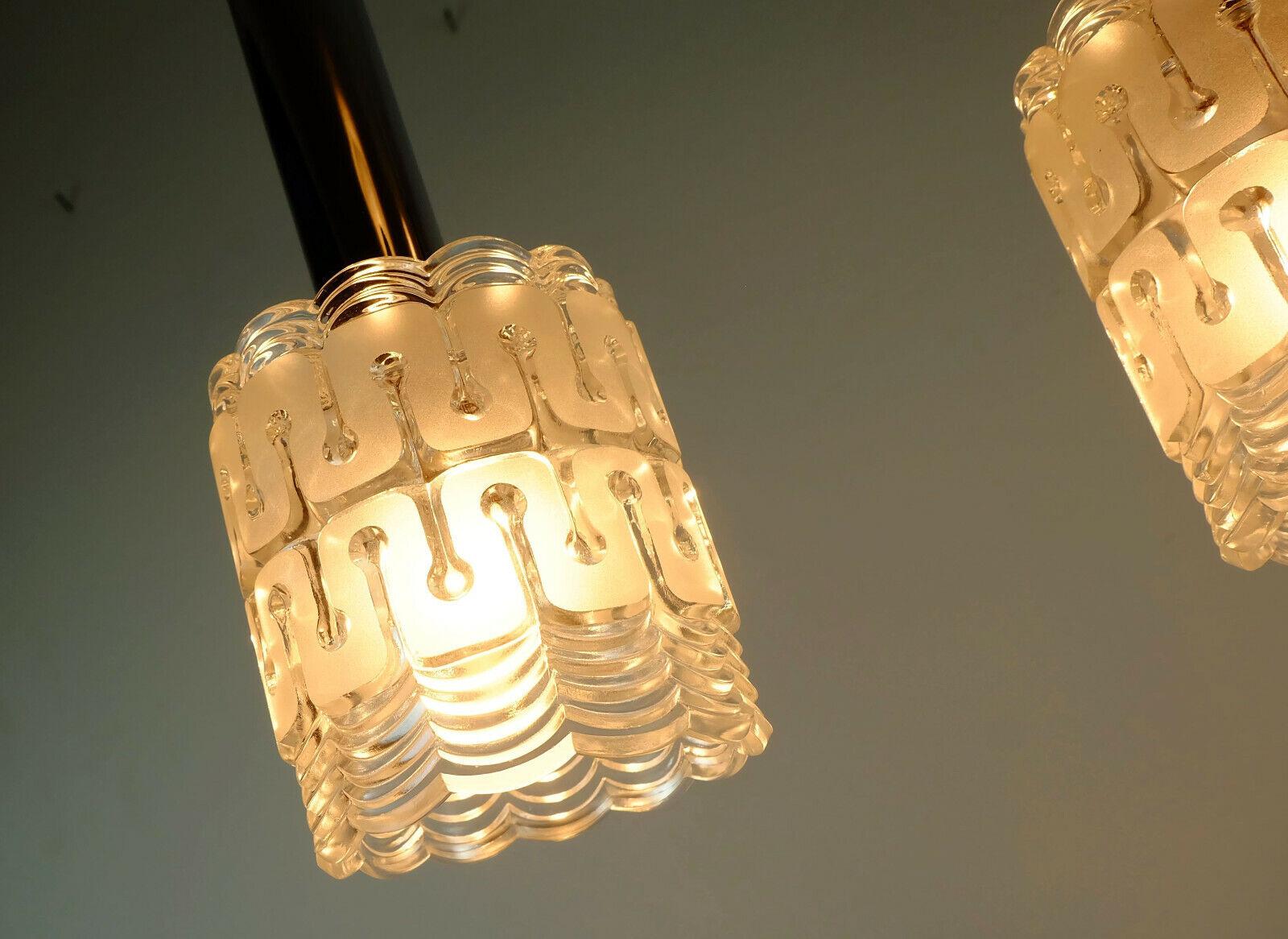 Mid-Century Modern 3-Light Pendant Lamp Glass and Chrome Hillebrand For Sale 1