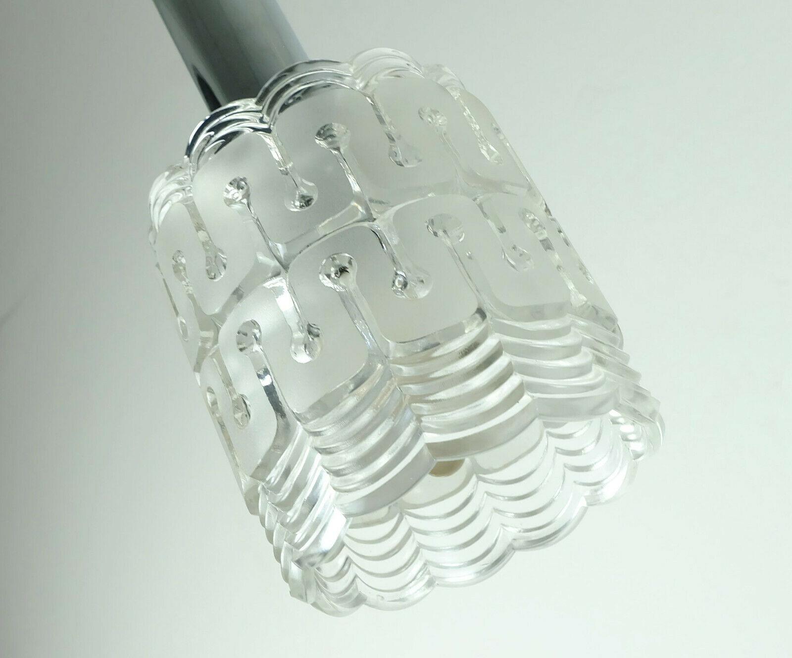 Mid-Century Modern 3-Light Pendant Lamp Glass and Chrome Hillebrand For Sale 4