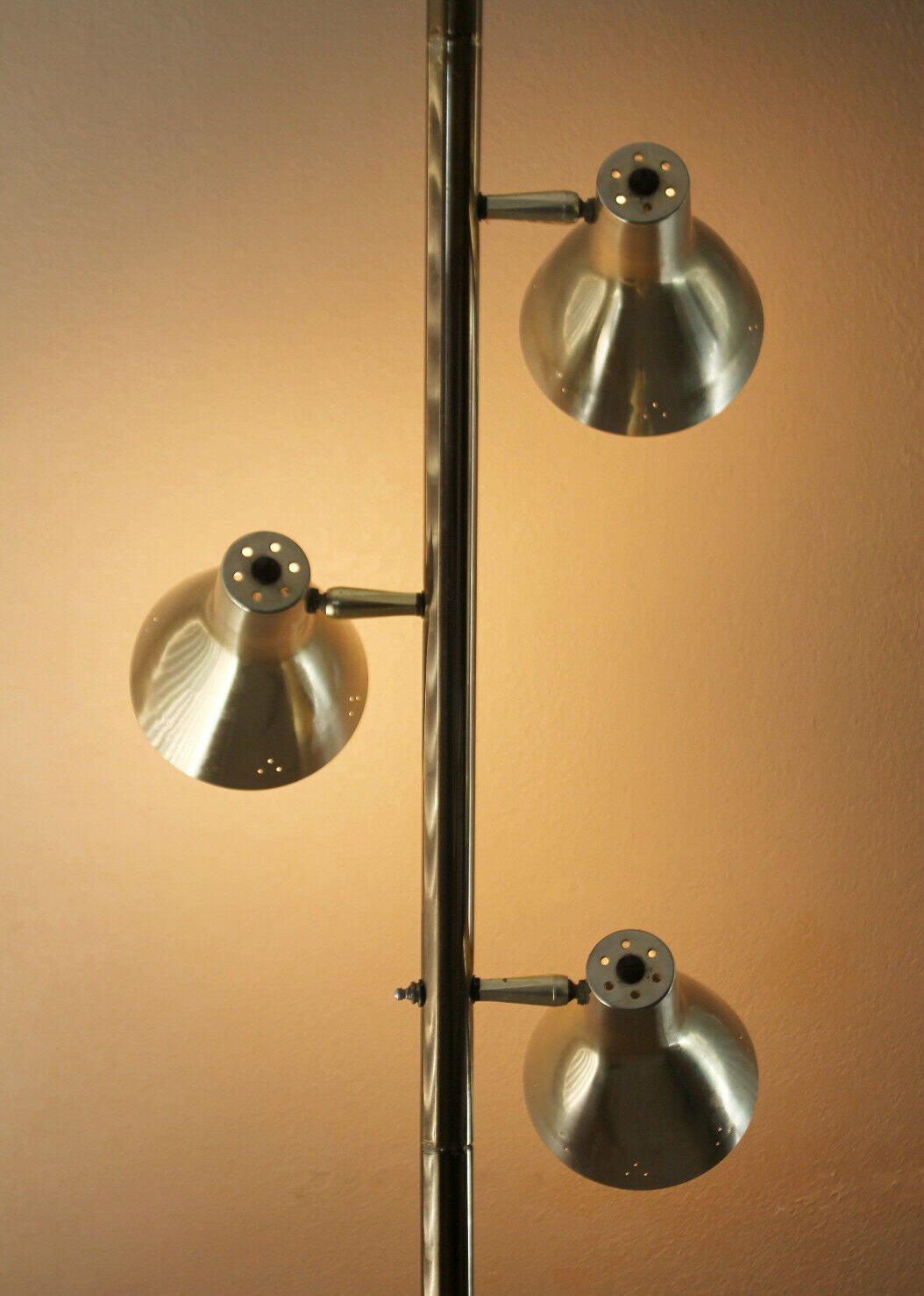 Mid-Century Modern Mid Century Modern 3 Light Tension Pole Lamp 50s 60s Stiffel Era Brass