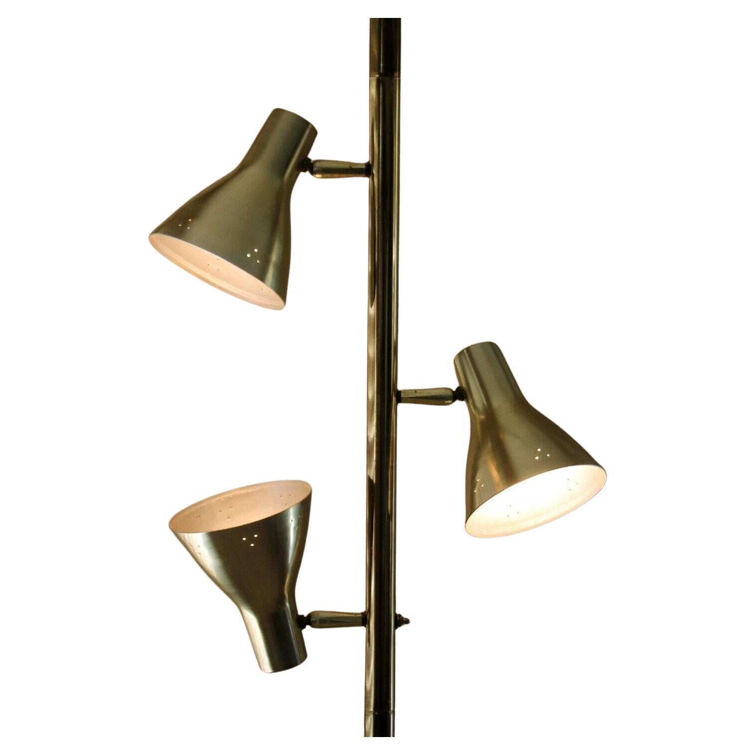 Mid Century Modern 3 Light Tension Pole Lamp 50s 60s Stiffel Era Brass