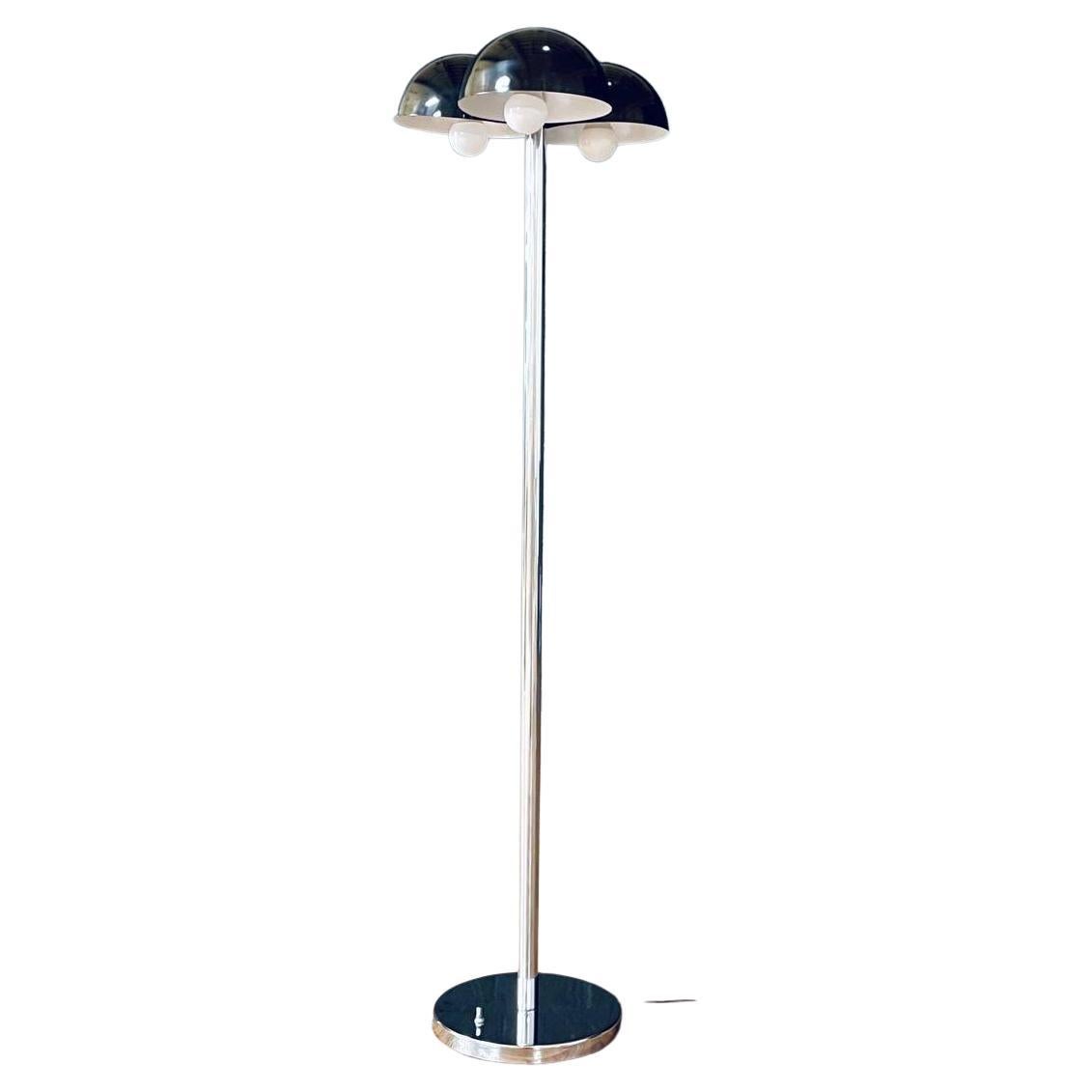 Mid-Century Modern 3-Orb Dome Chrome Stehleuchte