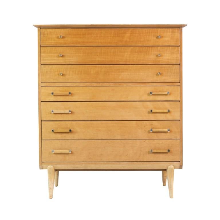 American Mid-Century Modern 3 Pc, Cherry Wood Bedroom Set Designed by Renzo Rutili For Sale