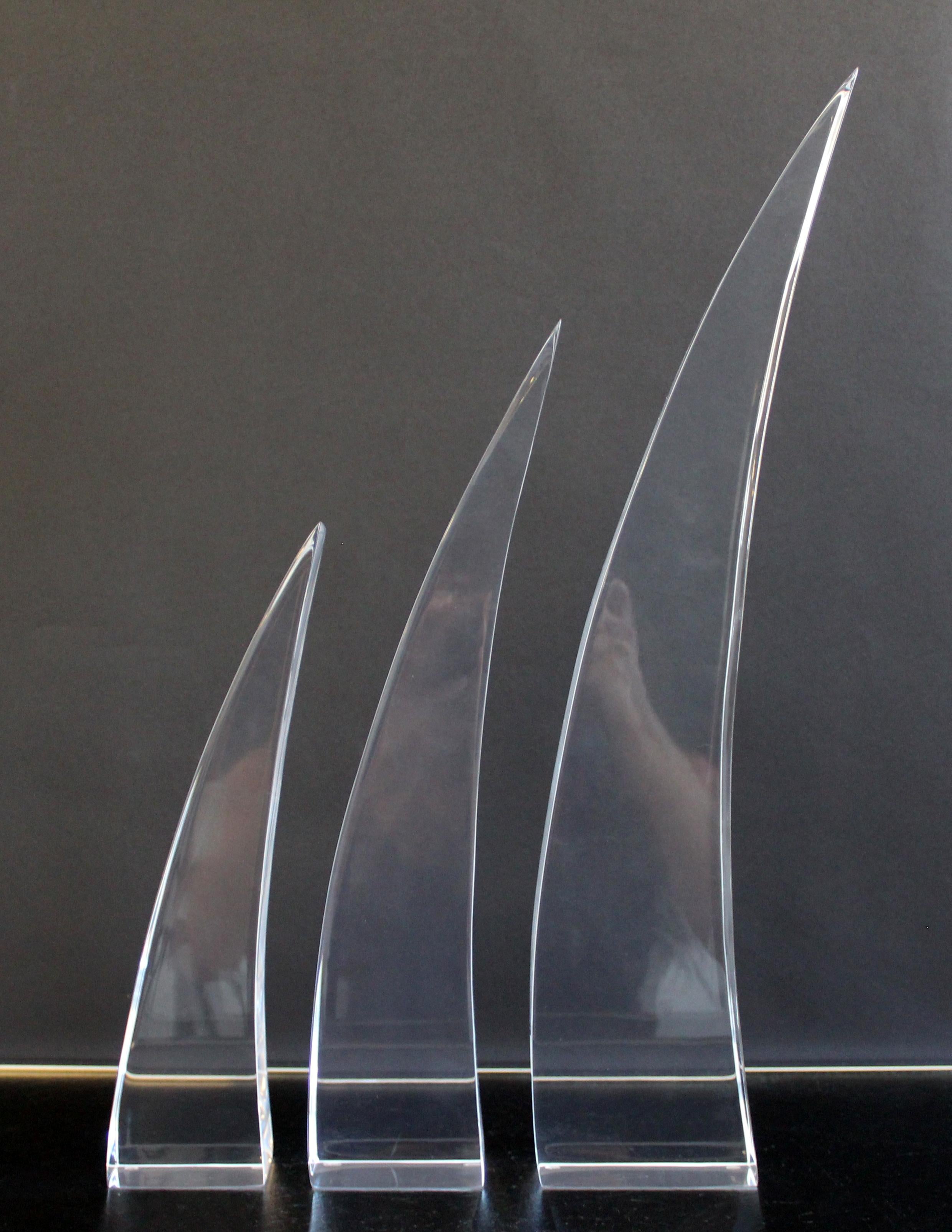 Late 20th Century Mid-Century Modern 3-Piece Ritts Co Astrolite Lucite Abstract Table Sculpture