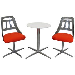 Mid-Century Modern 3-Piece Bistro Dining Set Chrome Lucite Chairs & Table