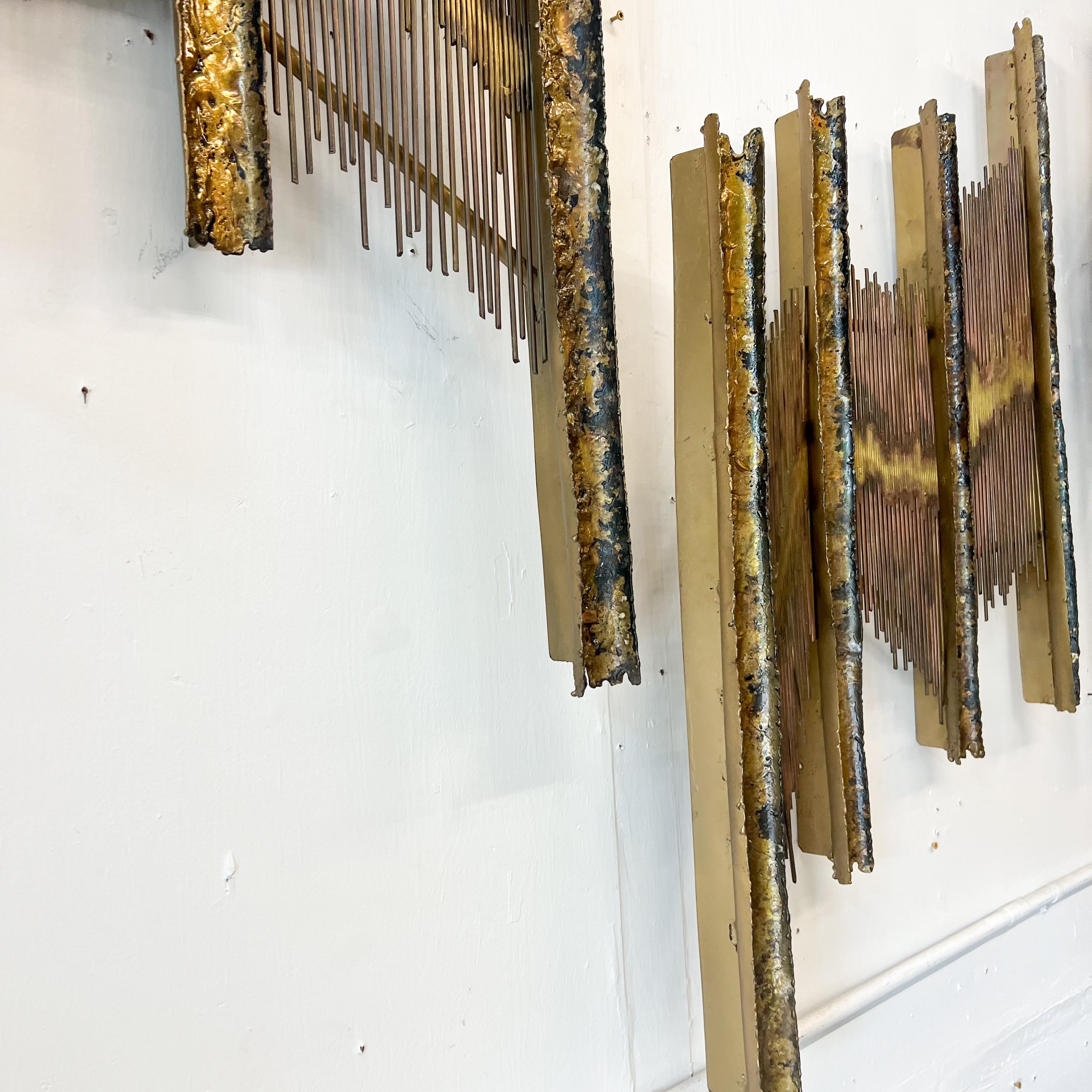 Mid-Century Modern 3-Piece Brutalist Style Metal Art by A. Raphael In Good Condition For Sale In Asheville, NC