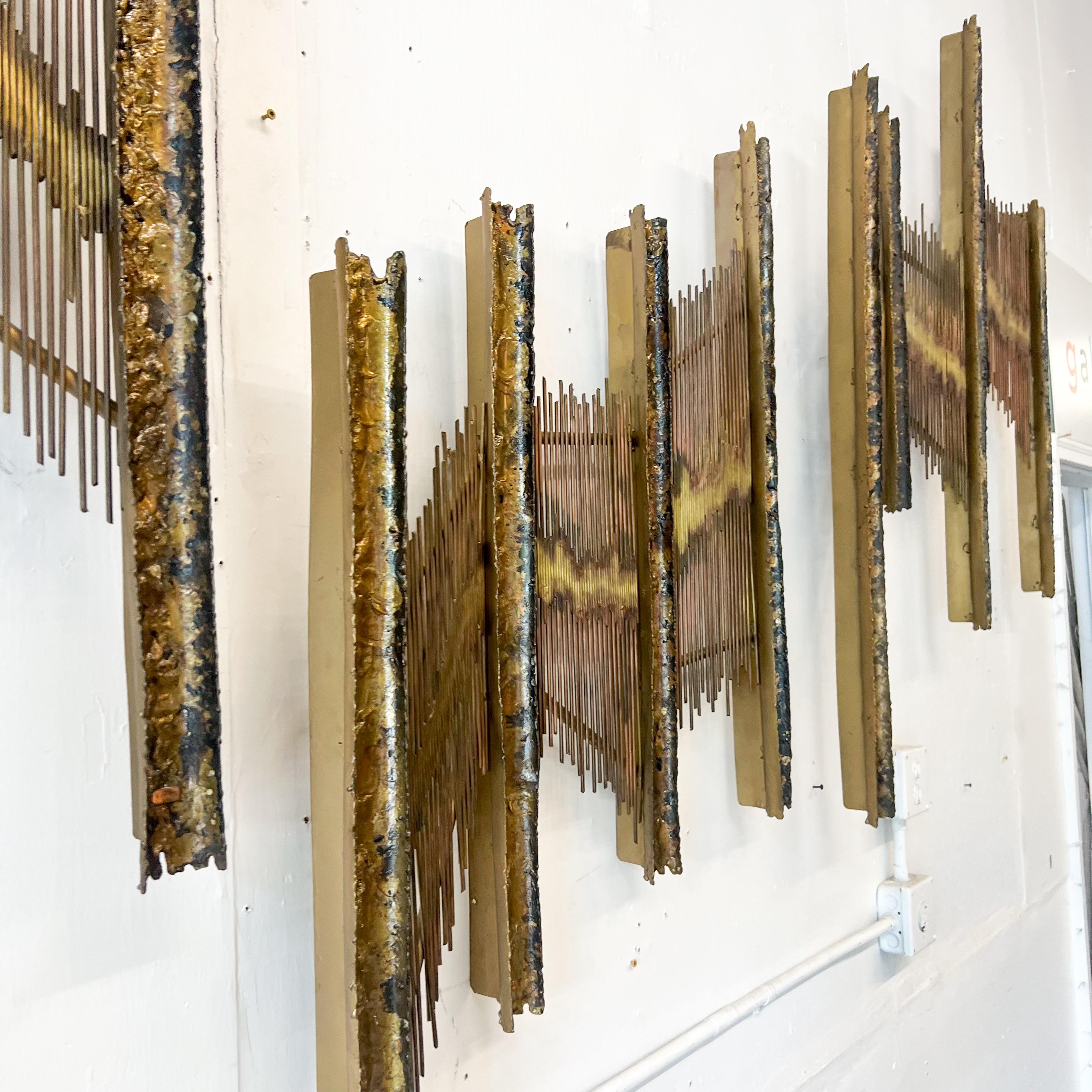 Mid-20th Century Mid-Century Modern 3-Piece Brutalist Style Metal Art by A. Raphael For Sale