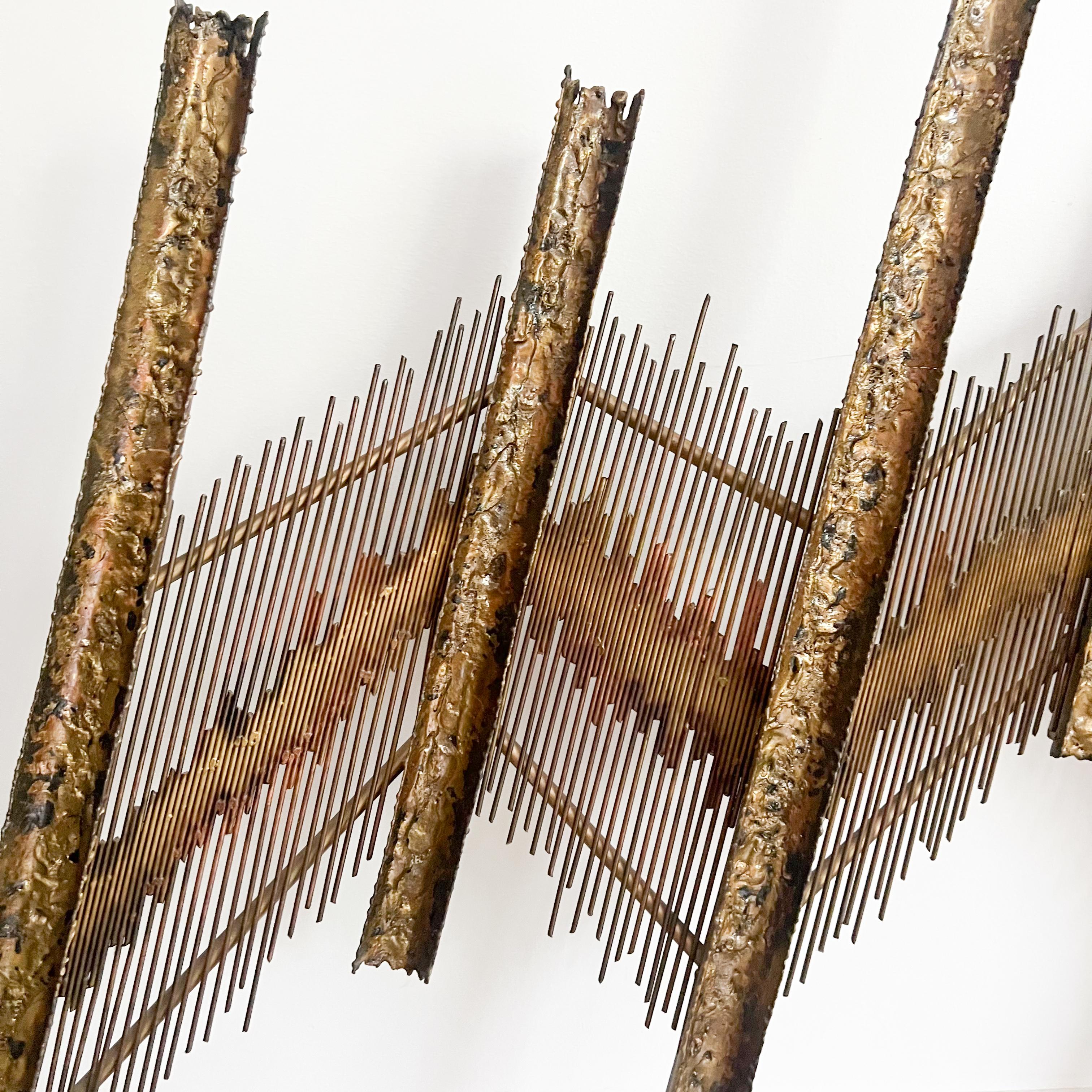 Mid-Century Modern 3-Piece Brutalist Style Metal Art by A. Raphael For Sale 2