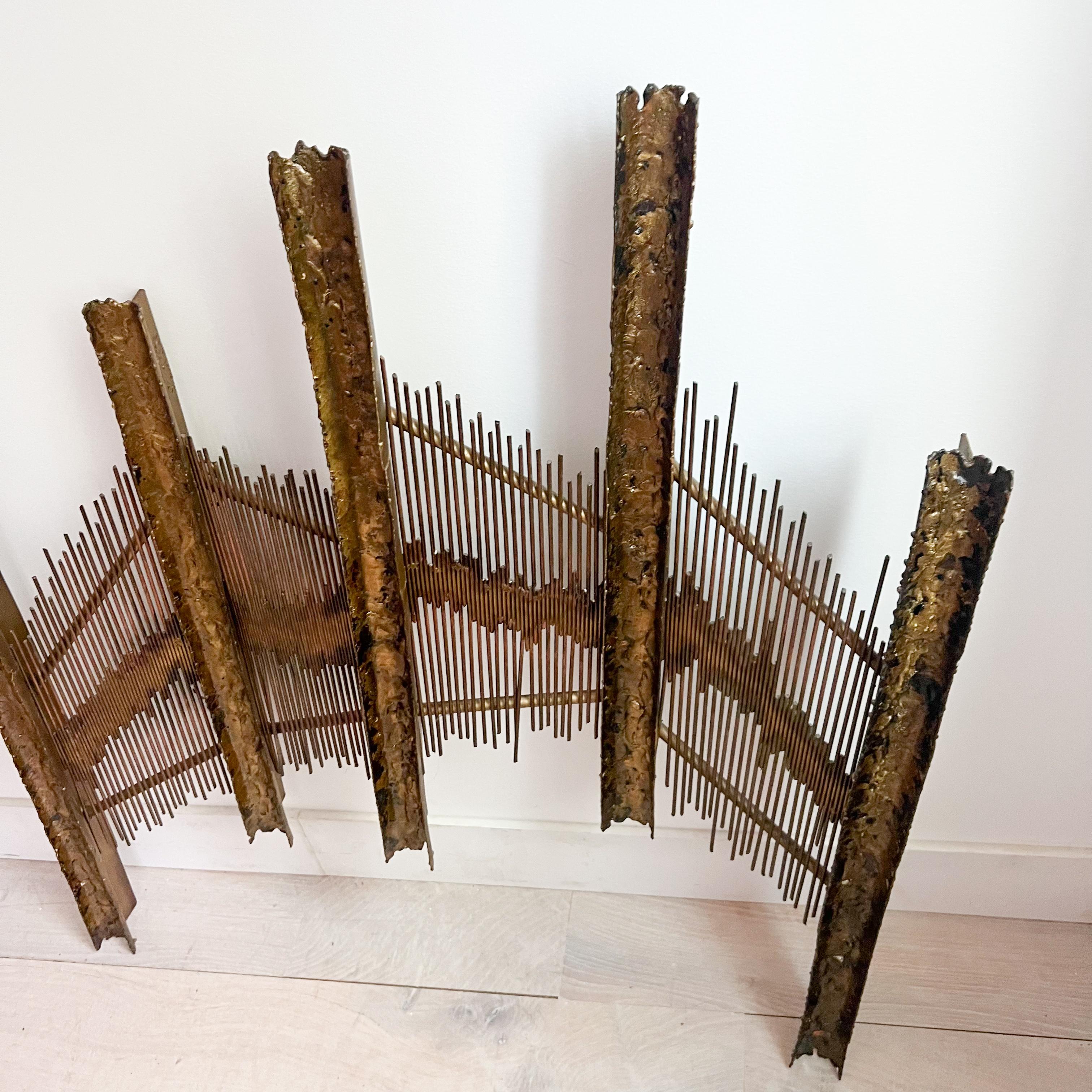 Mid-Century Modern 3-Piece Brutalist Style Metal Art by A. Raphael For Sale 3