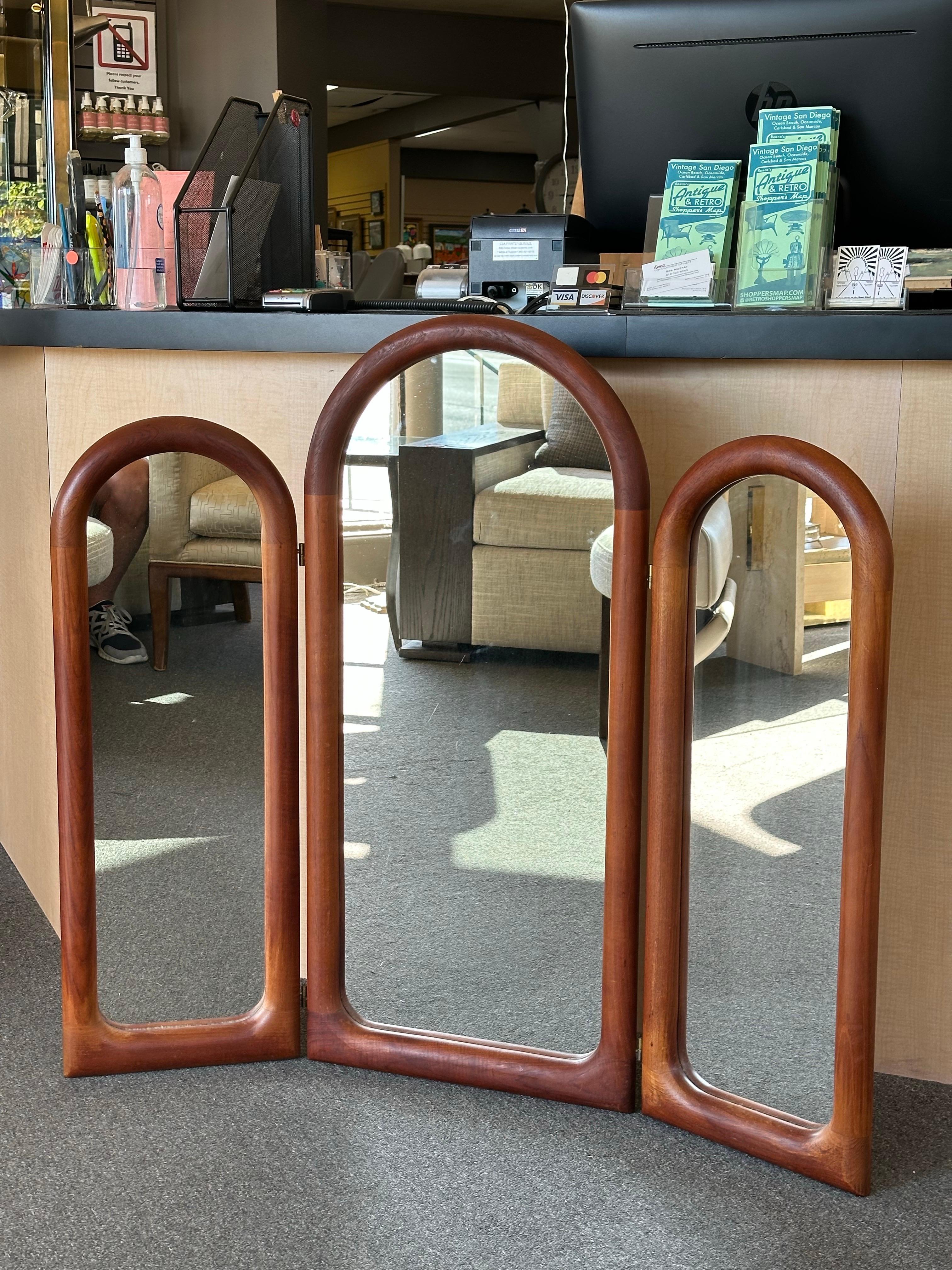 Mid-Century Modern 3 Piece Movable Teak Wall Mirror from Schionning & Elgaard For Sale 11