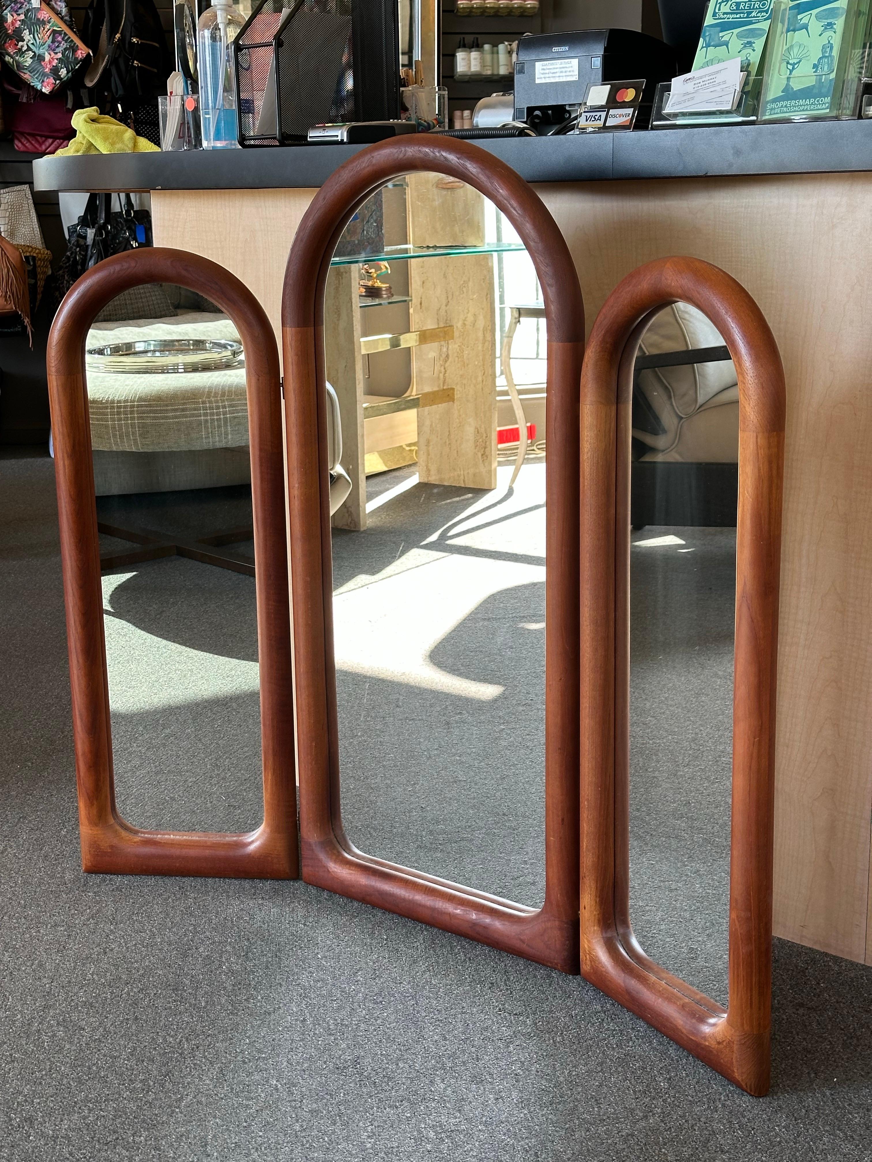 20th Century Mid-Century Modern 3 Piece Movable Teak Wall Mirror from Schionning & Elgaard For Sale