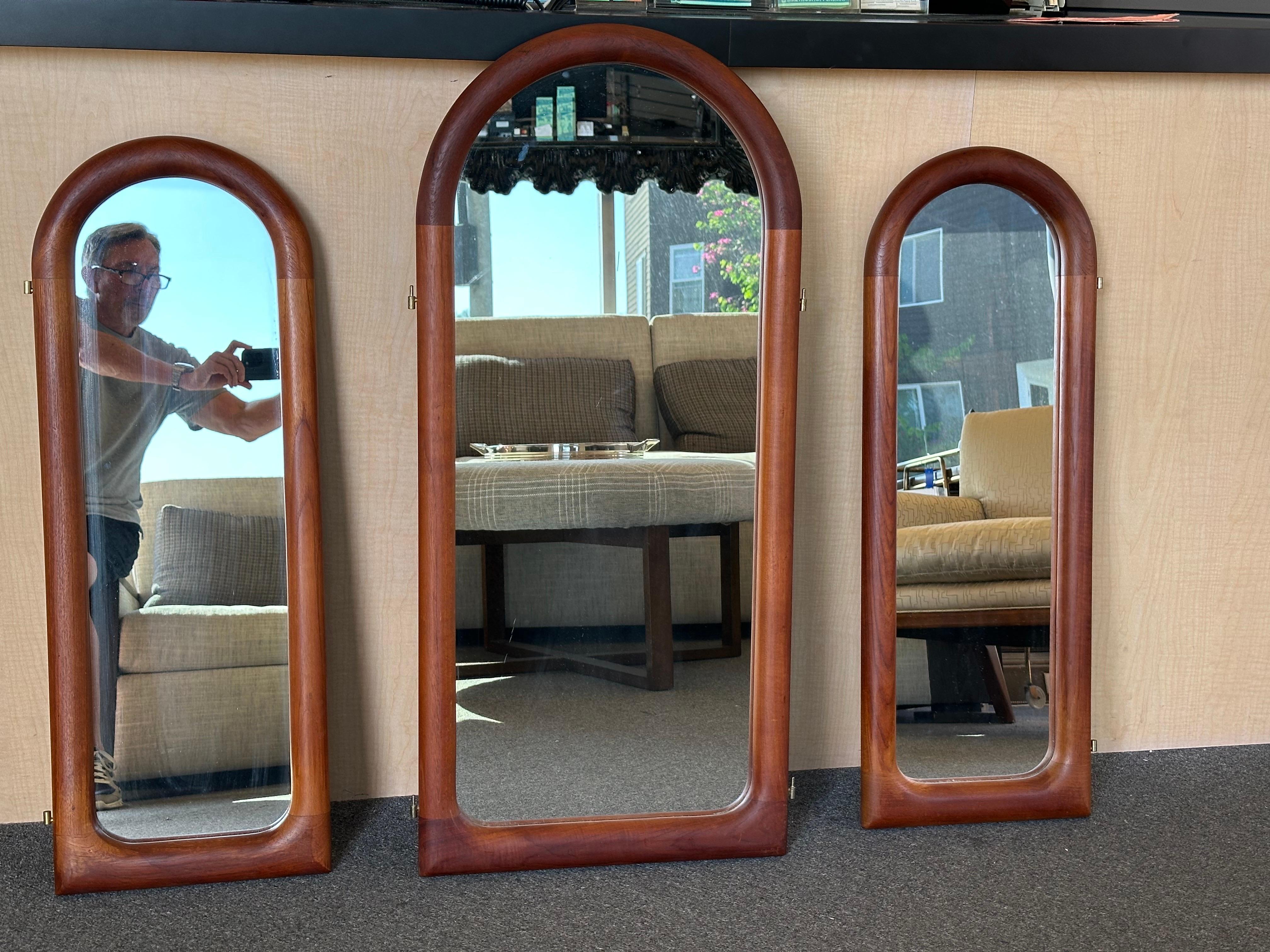 Mid-Century Modern 3 Piece Movable Teak Wall Mirror from Schionning & Elgaard For Sale 1