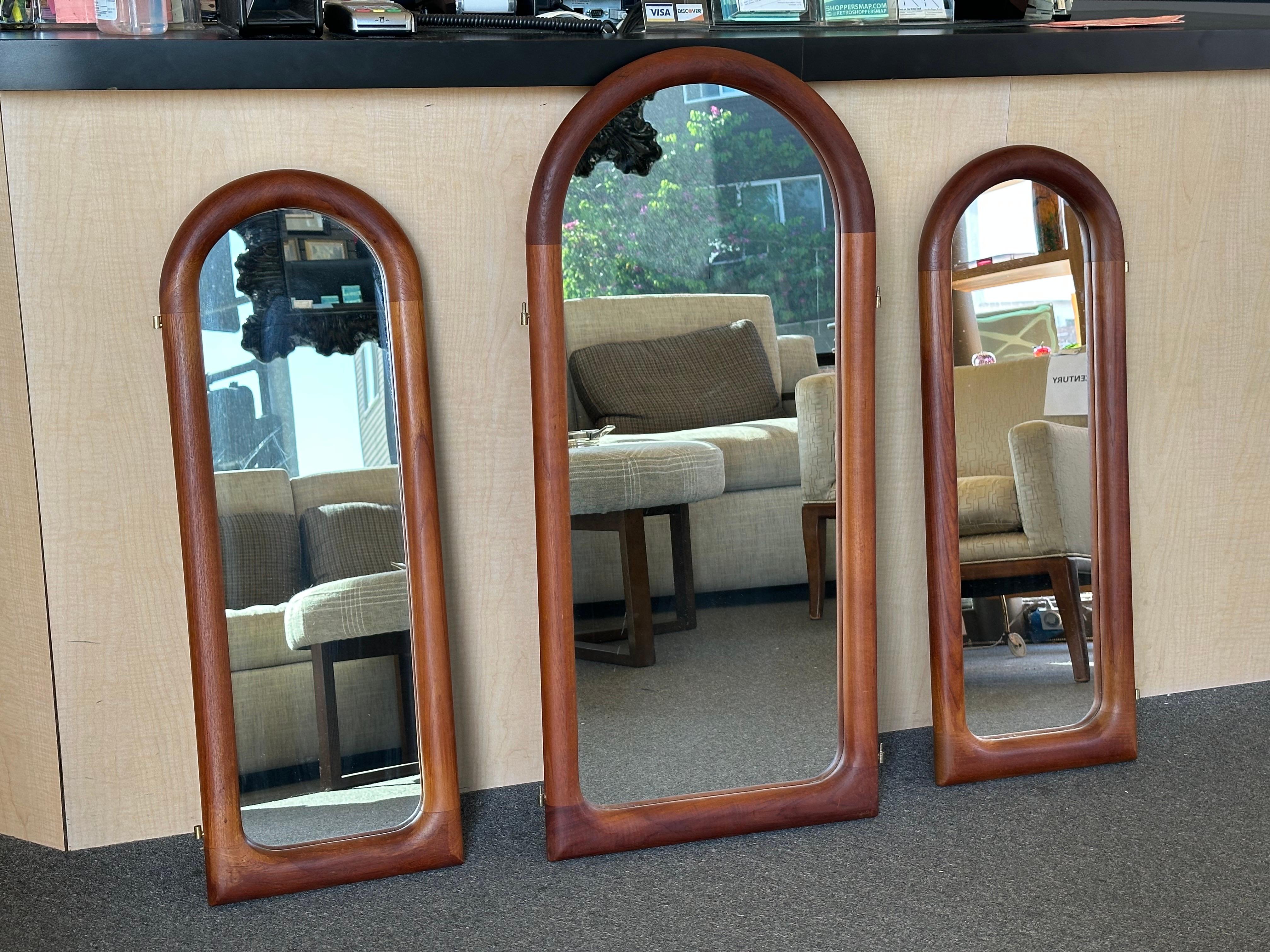 Mid-Century Modern 3 Piece Movable Teak Wall Mirror from Schionning & Elgaard For Sale 3