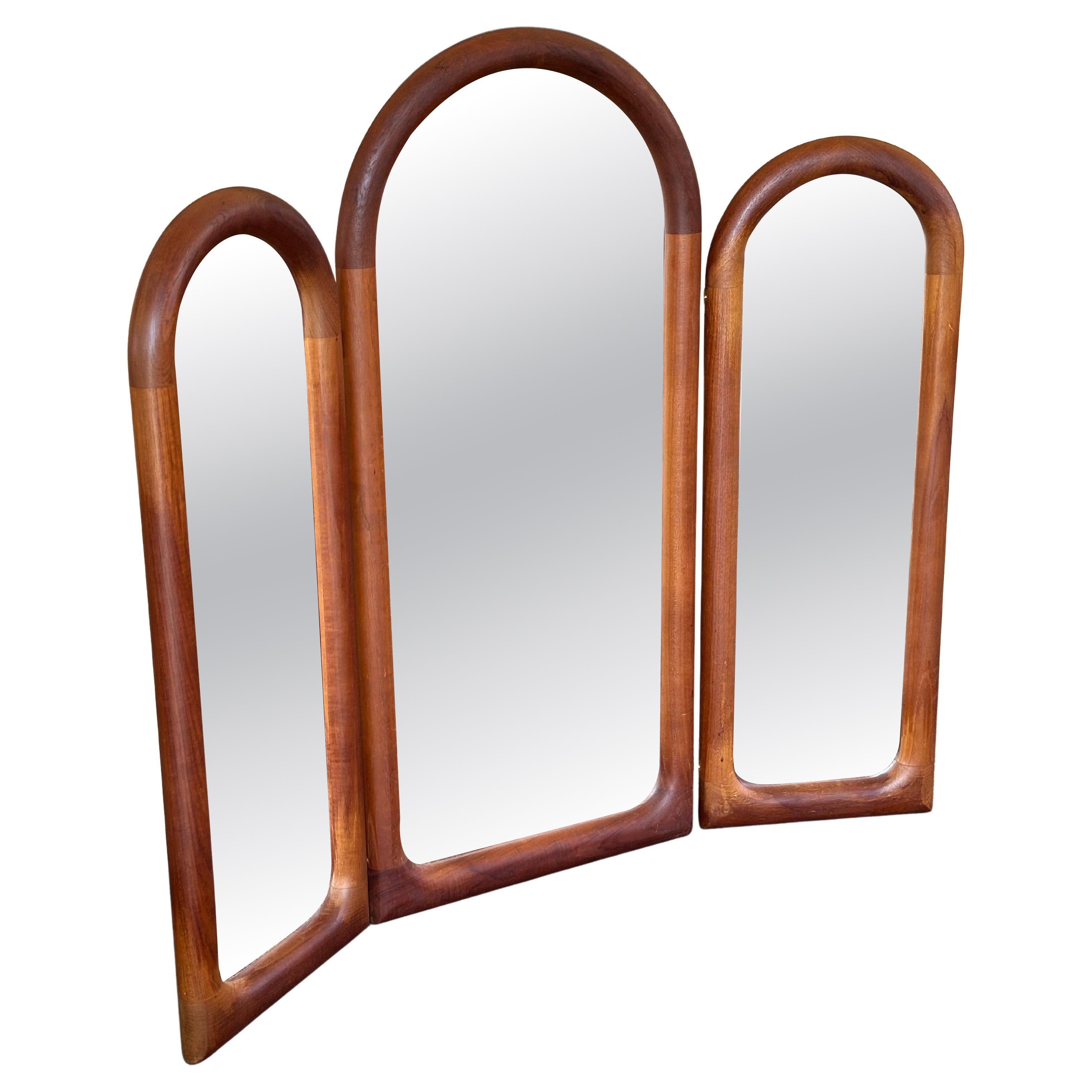 Mid-Century Modern 3 Piece Movable Teak Wall Mirror from Schionning & Elgaard For Sale