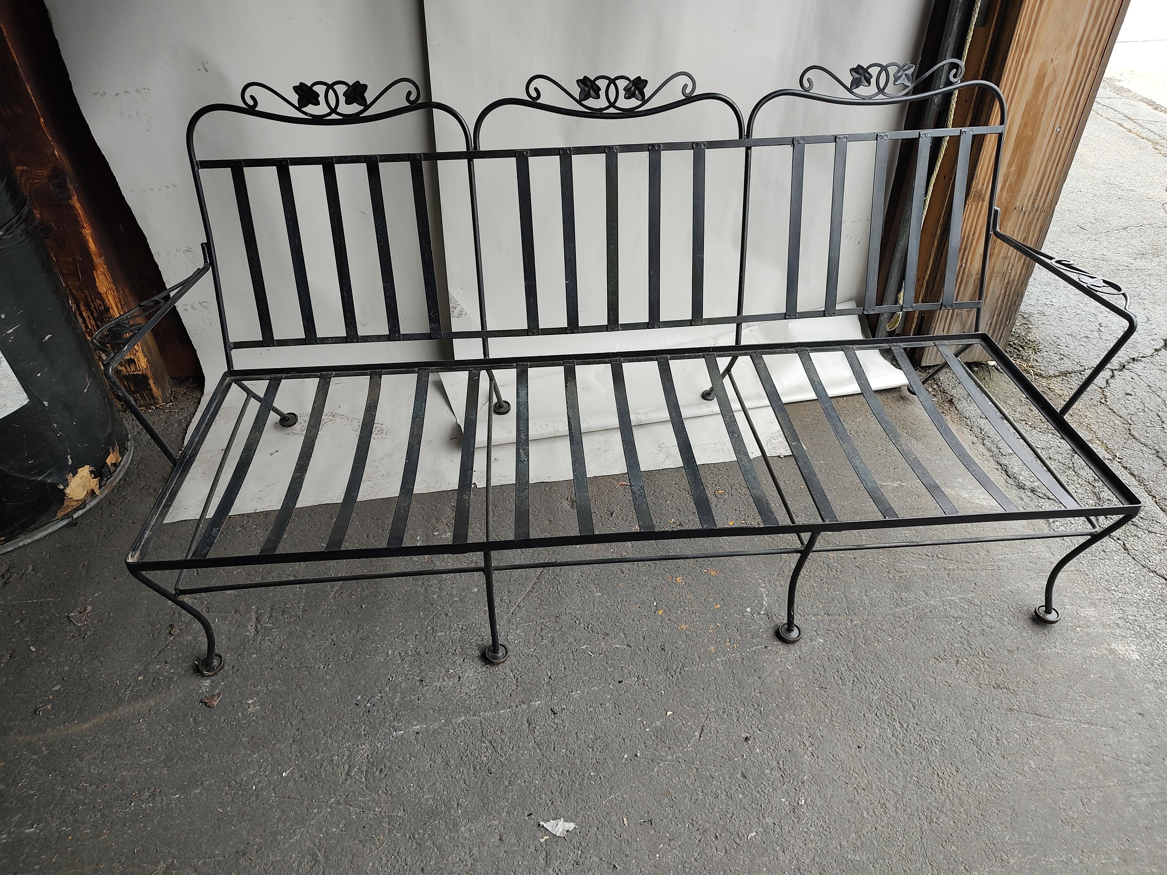 Mid-Century Modern 3 Seat Iron Sofa with Full Cushions by John Salterini C1960 3