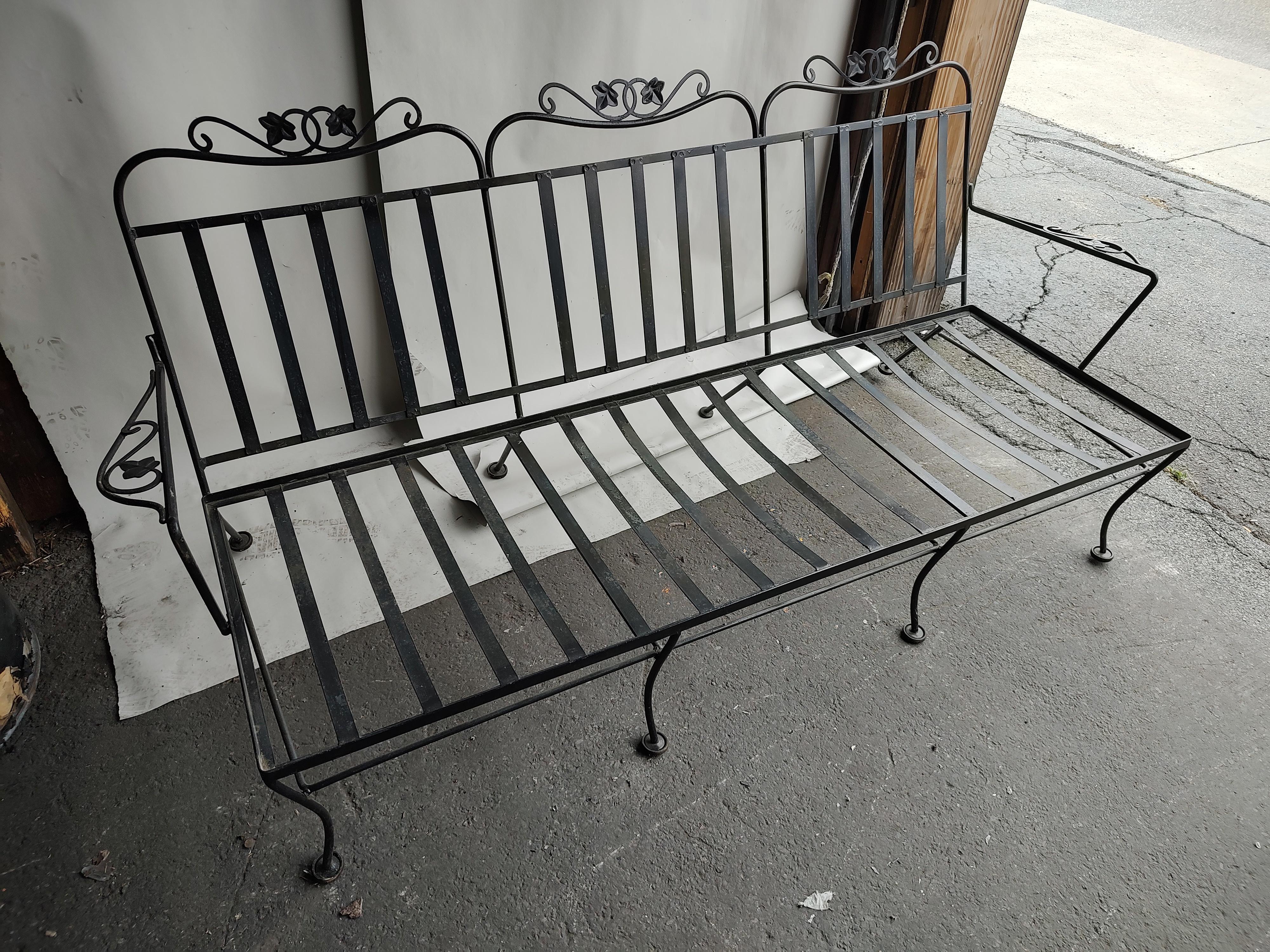 Mid-Century Modern 3 Seat Iron Sofa with Full Cushions by John Salterini C1960 4