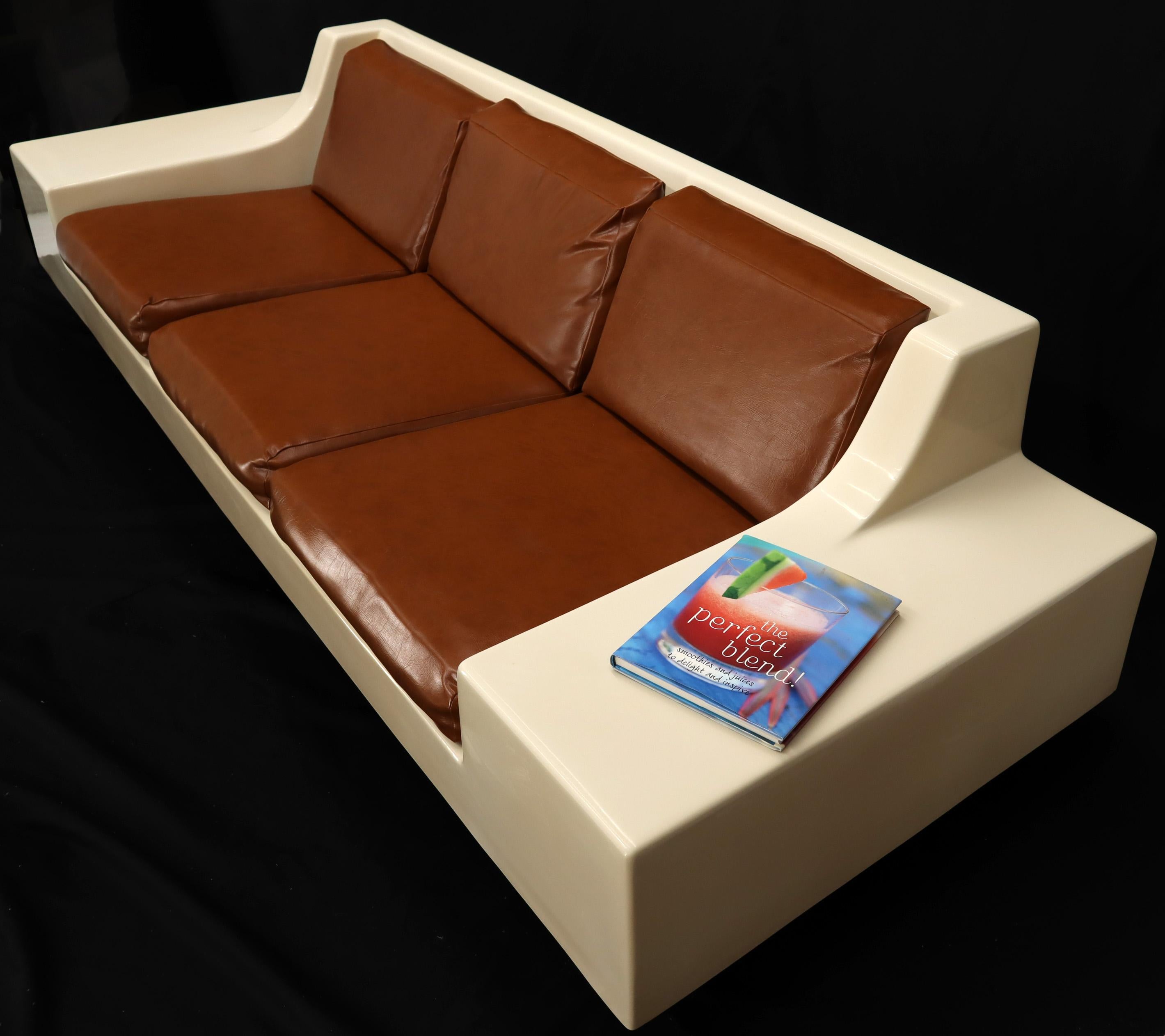 Mid-Century Modern 3-Seat Fiberglass Sofa with End Tables 6