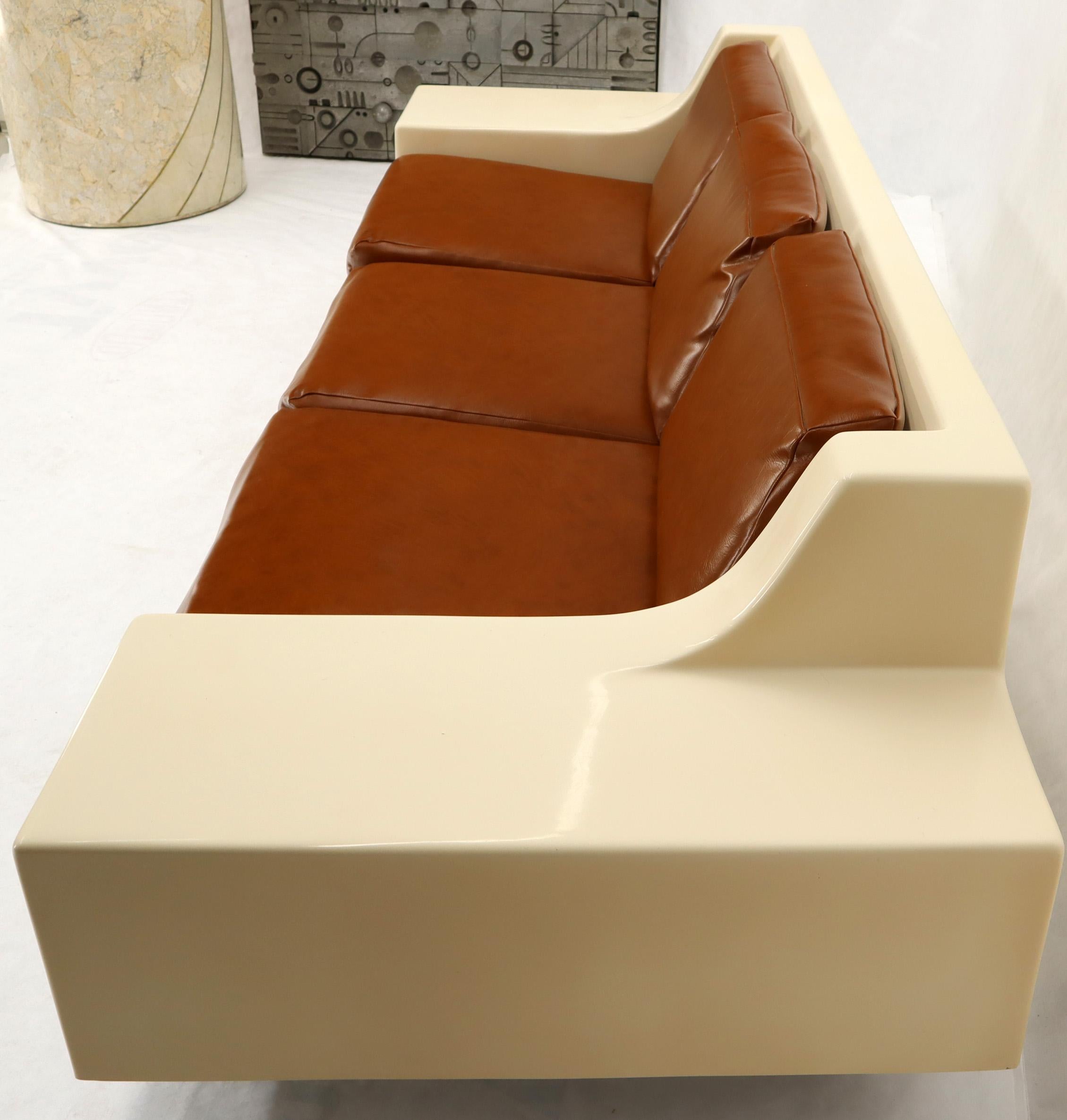 American Mid-Century Modern 3-Seat Fiberglass Sofa with End Tables