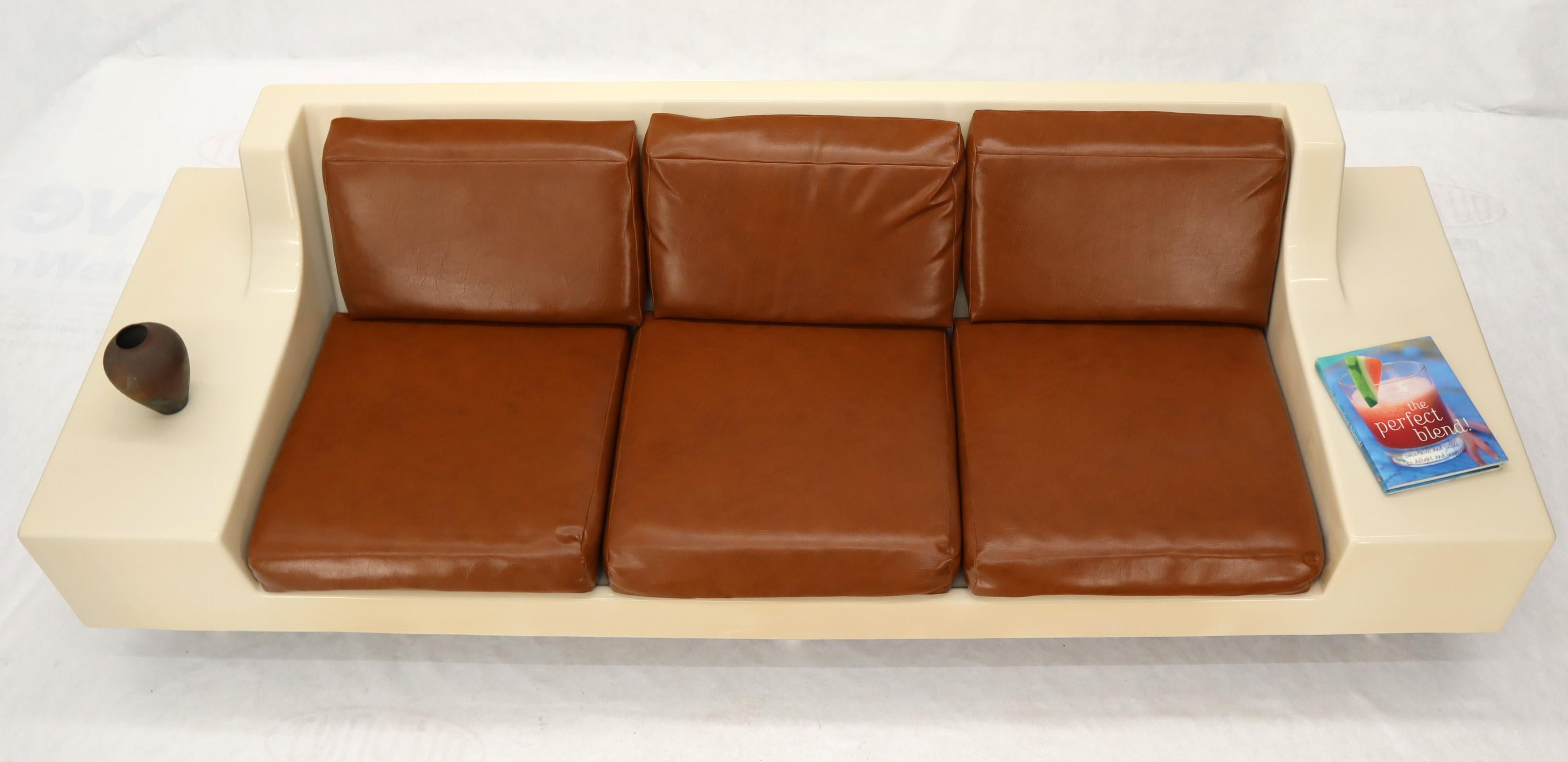 20th Century Mid-Century Modern 3-Seat Fiberglass Sofa with End Tables
