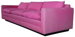 Mid-Century Modern 3 Seater Pink Floating Platform Sofa Couch Down Filled