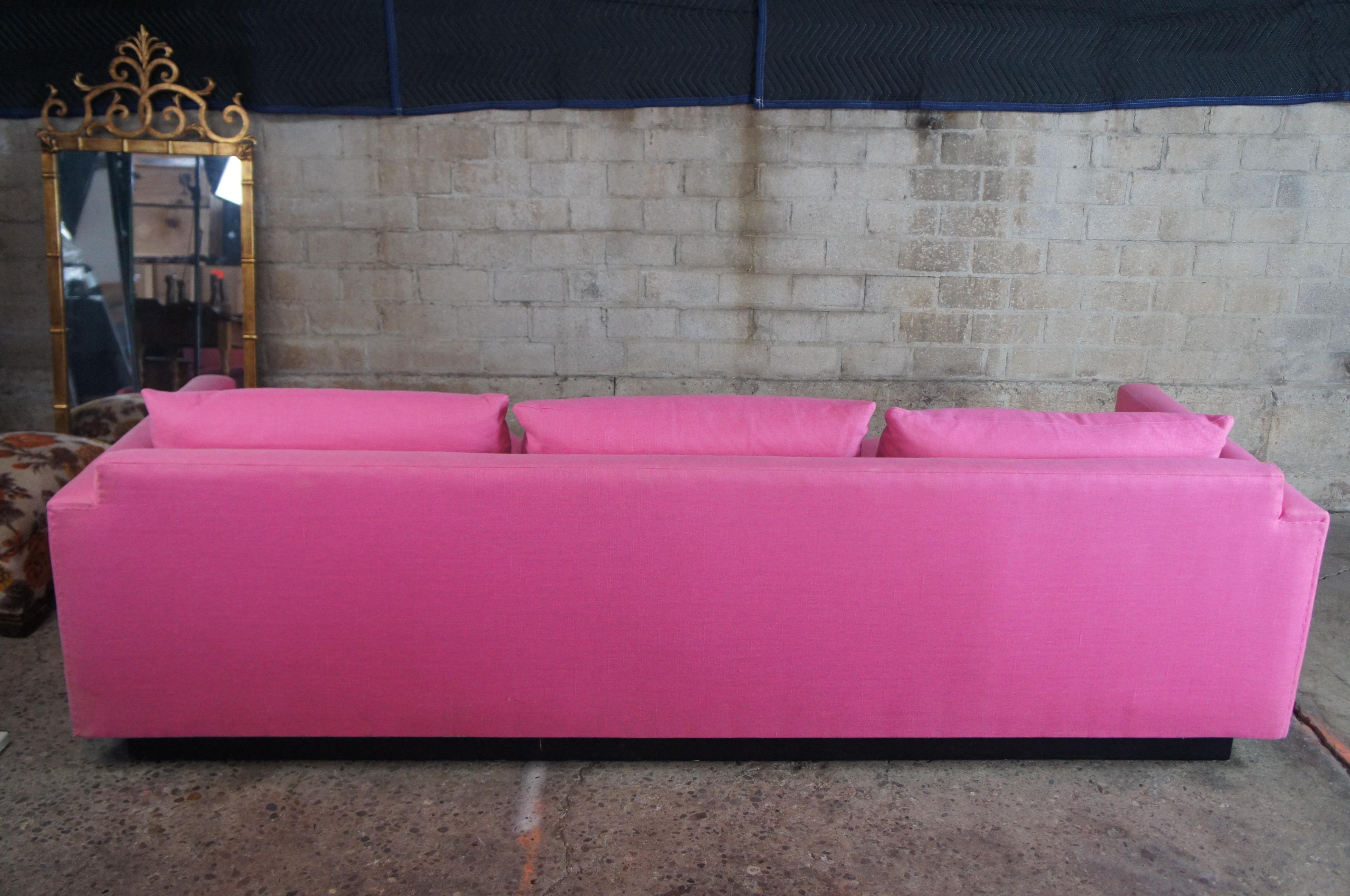 Mid-Century Modern 3 Seater Pink Floating Platform Sofa Couch Down Filled 1