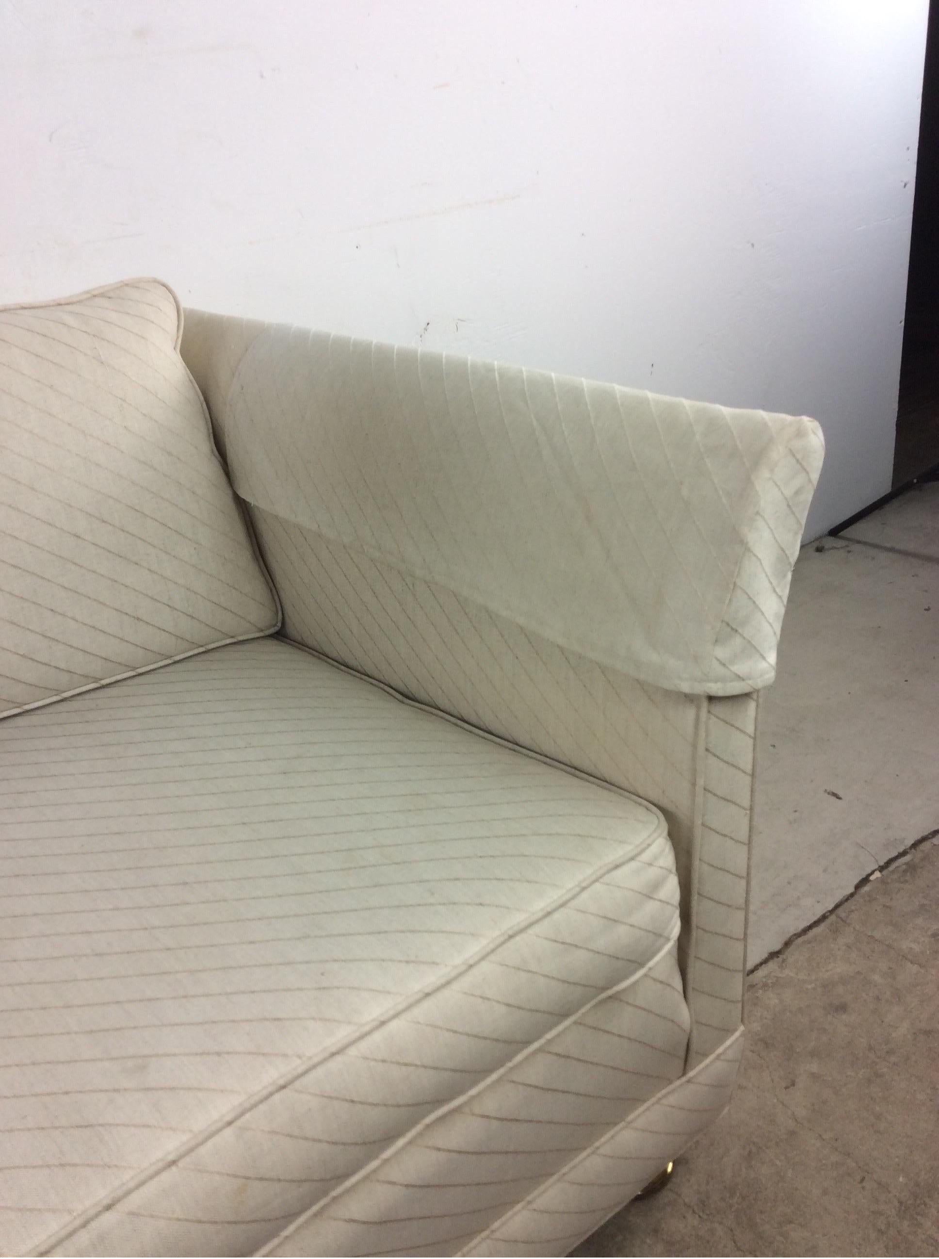 Mid-Century Modern 3 Seater Sofa on Brass Castors For Sale 5