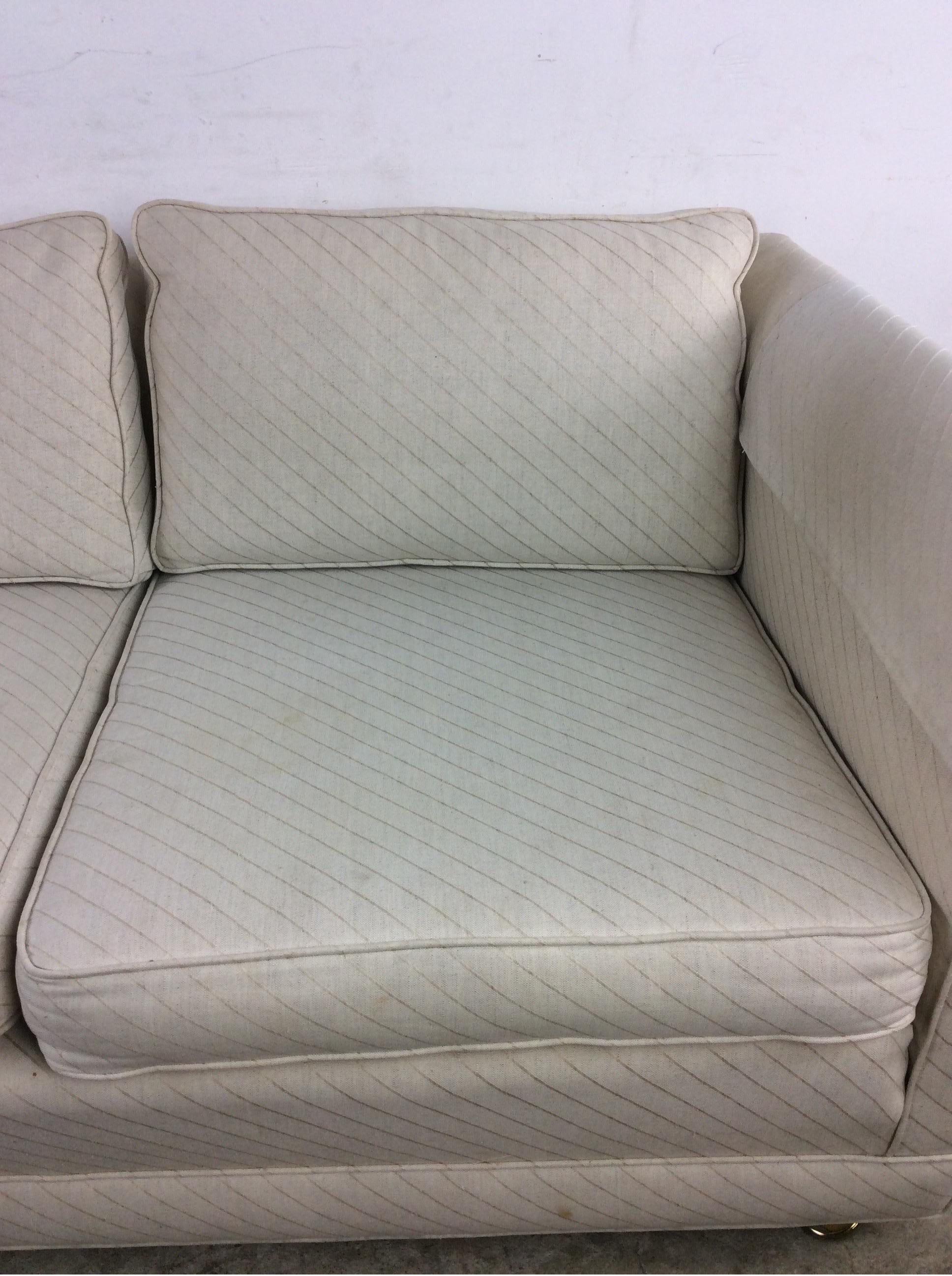 Mid-Century Modern 3 Seater Sofa on Brass Castors For Sale 7
