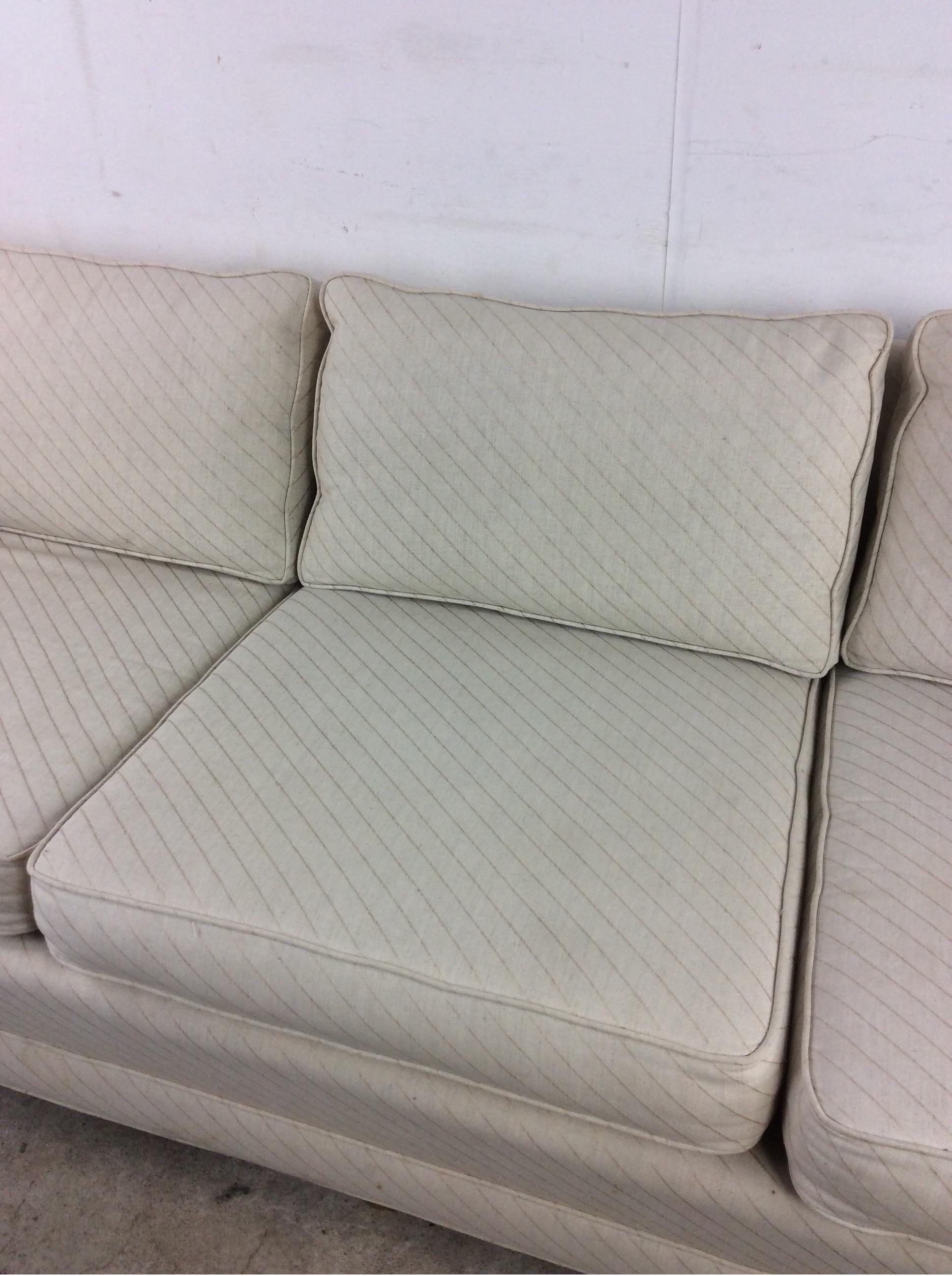 Mid-Century Modern 3 Seater Sofa on Brass Castors For Sale 9