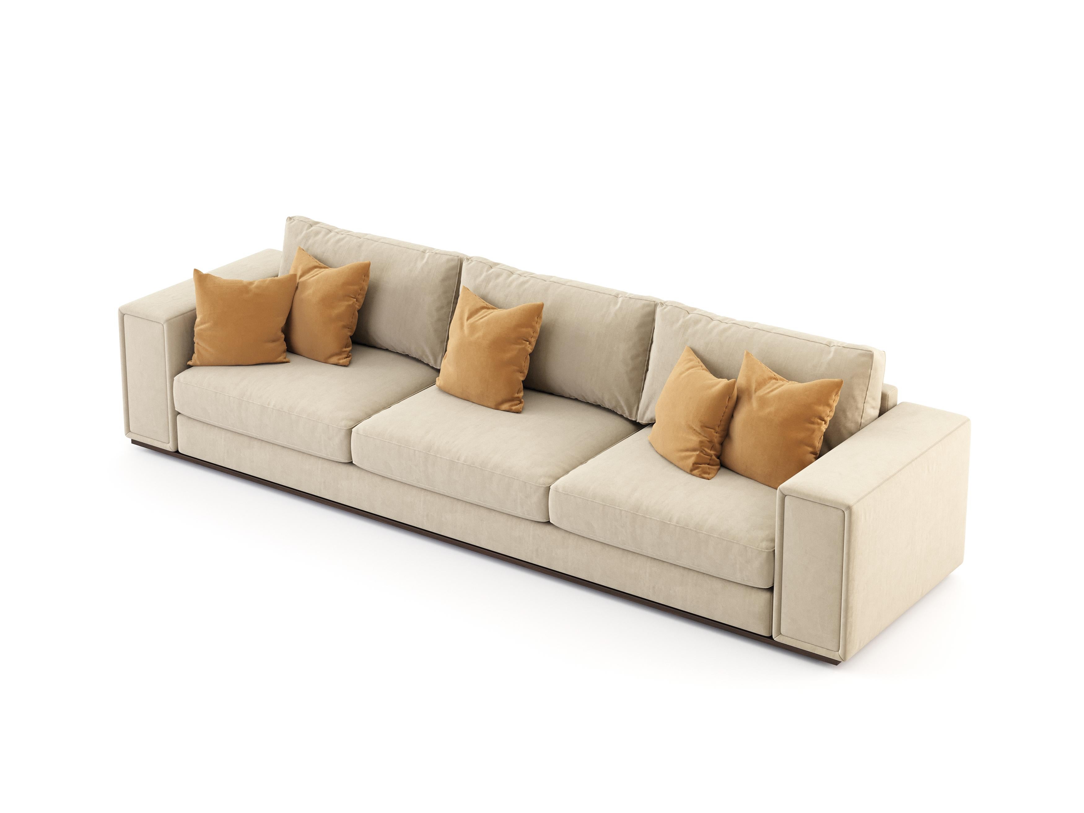 Sublime Sofa aus Holz und Textil mit 3 Sitzen, Moderne der Mitte des Jahrhunderts (Portugiesisch) im Angebot