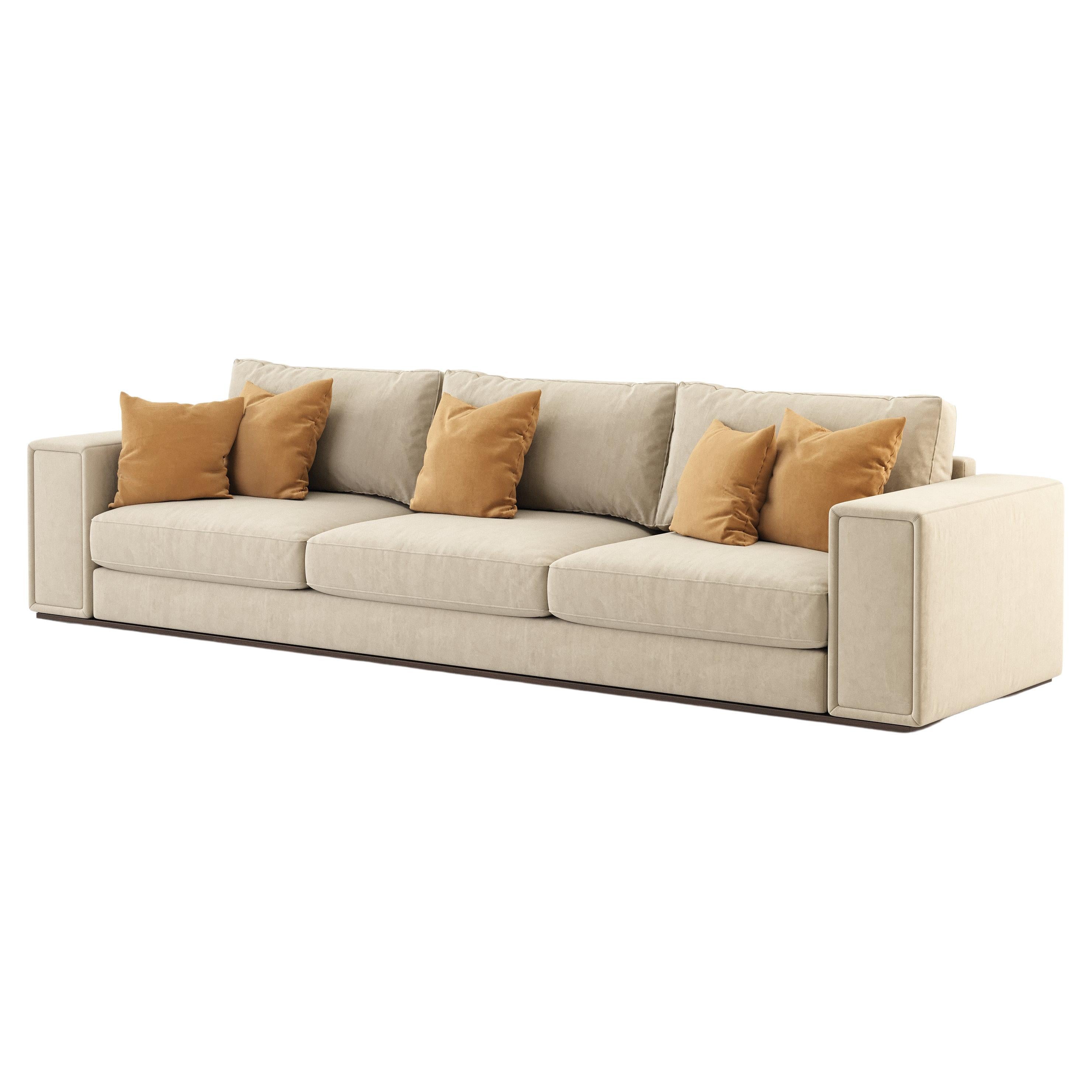 Sublime Sofa aus Holz und Textil mit 3 Sitzen, Moderne der Mitte des Jahrhunderts im Angebot