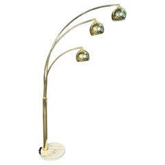 Mid-Century Modern 3 Swing Arm Gold Globe Arched Floor Lamp