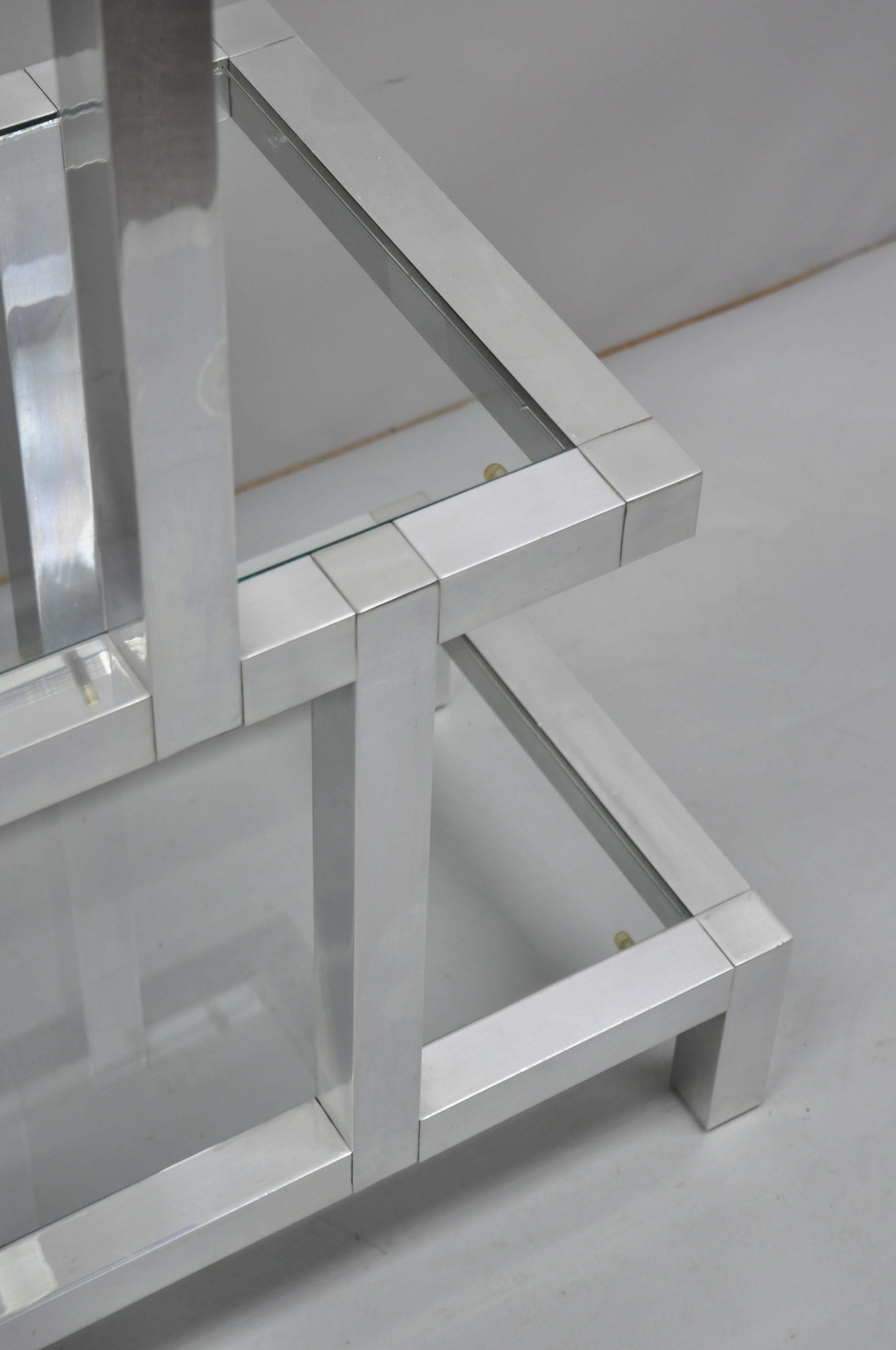 Mid-Century Modern 3-Tier Aluminum Glass Baughman Style Etagere Display Shelf 6
