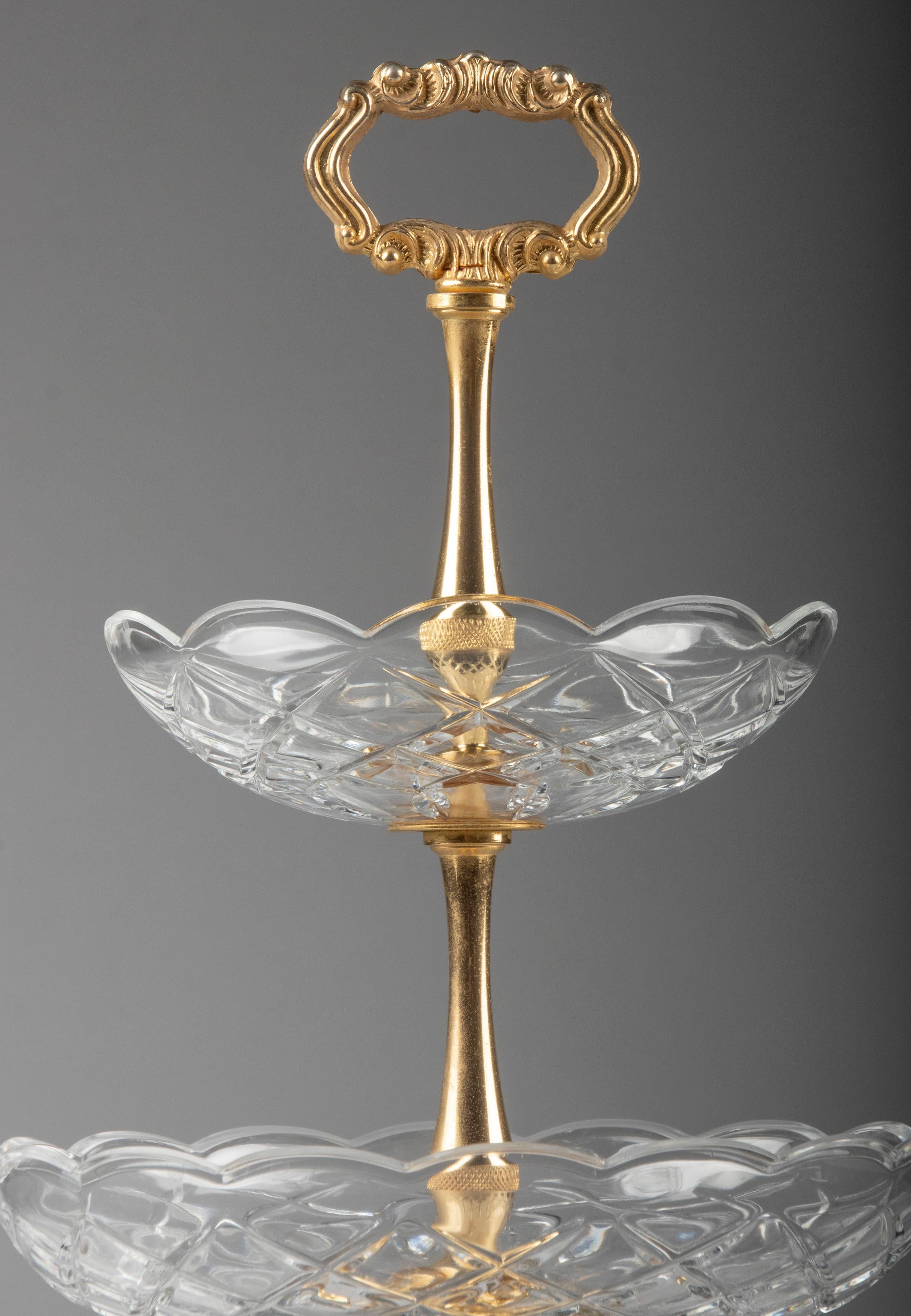 Servidor de cristal de 3 pisos Mid Century Modern by Val Saint Lambert Moderno de mediados de siglo en venta