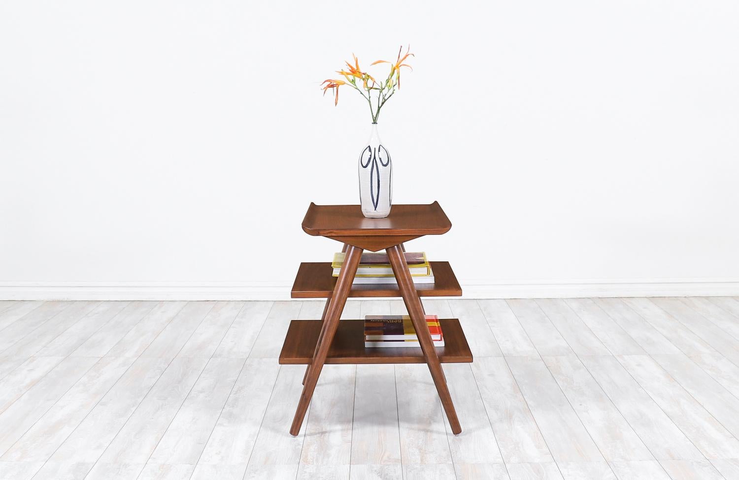 mid century 3 tier side table