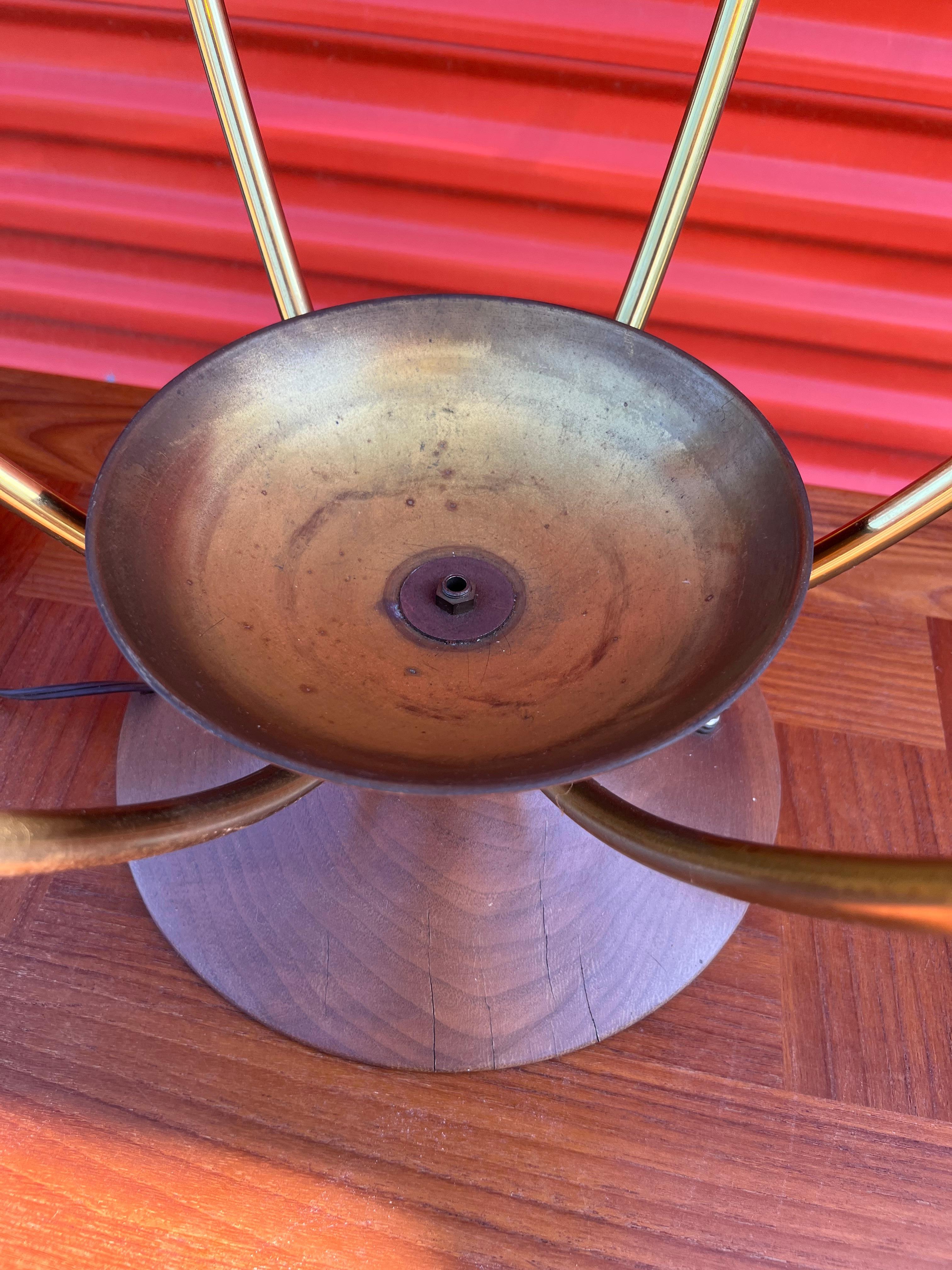 Mid-20th Century Mid-Century Modern 3 Way Glass Globe Brass Table Lamp