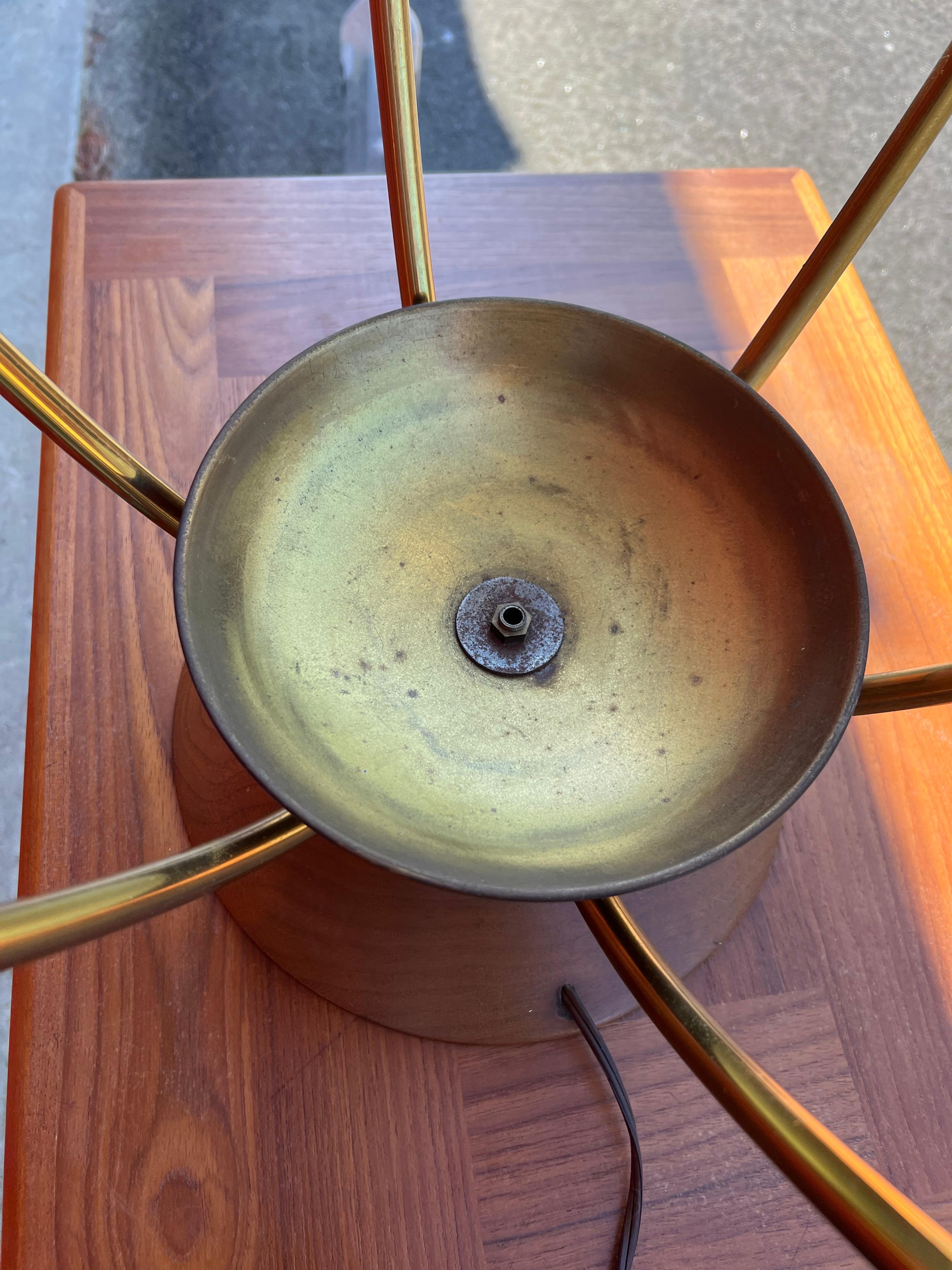 Mid-Century Modern 3 Way Glass Globe Brass Table Lamp 2
