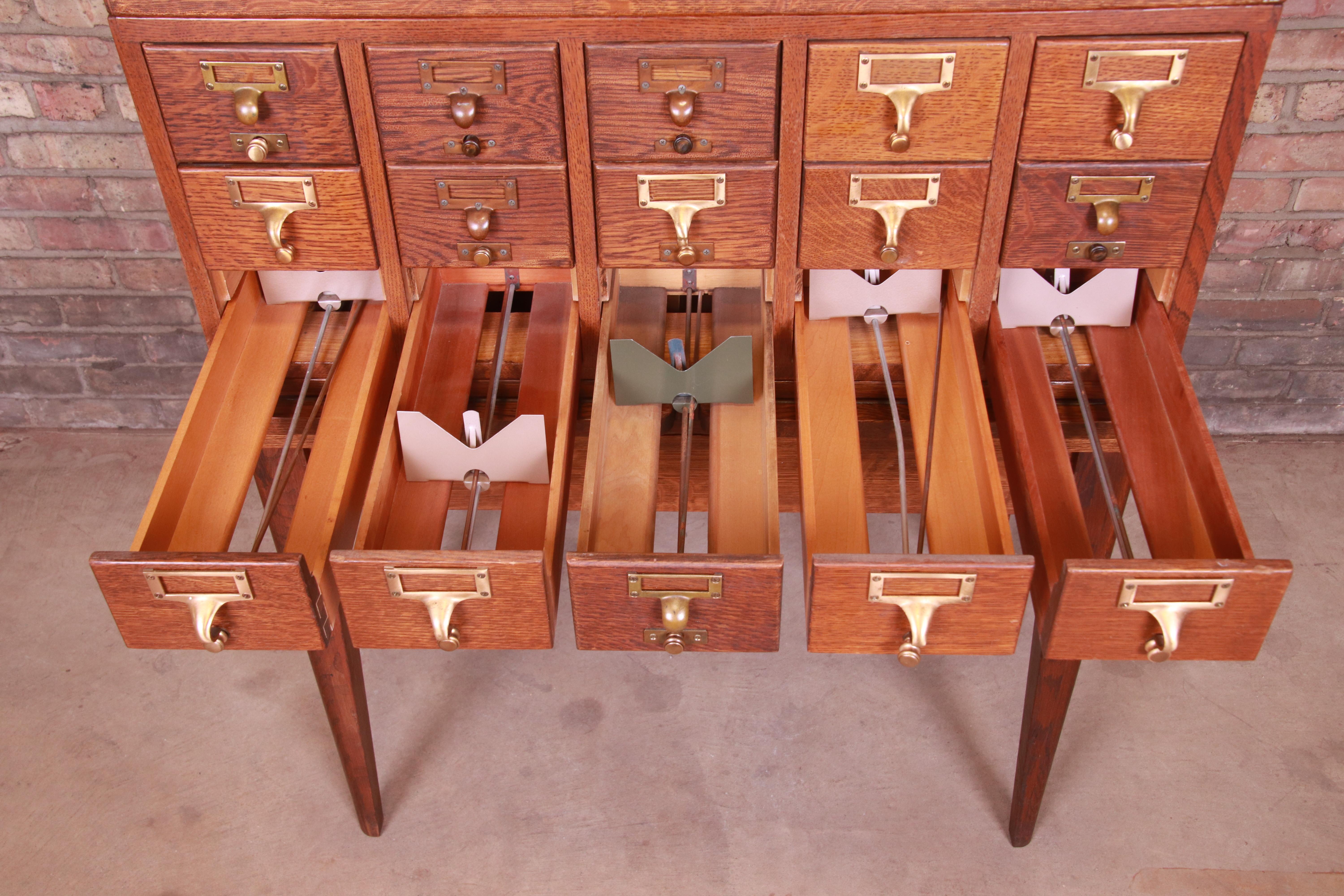 Mid-Century Modern 30-Drawer Oak Library Card Catalog by Gaylord Bros. 1