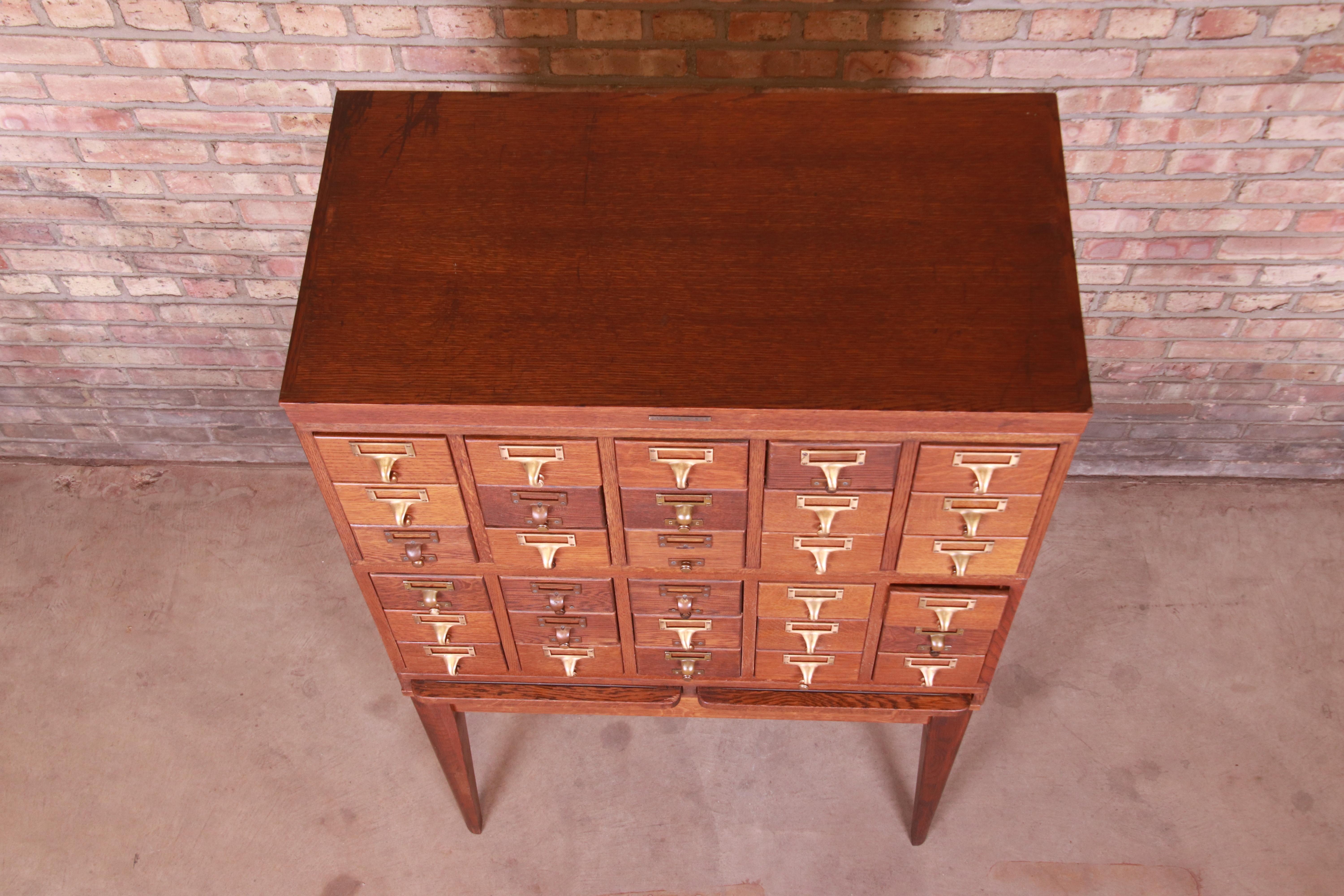 Mid-Century Modern 30-Drawer Oak Library Card Catalog by Gaylord Bros. 4