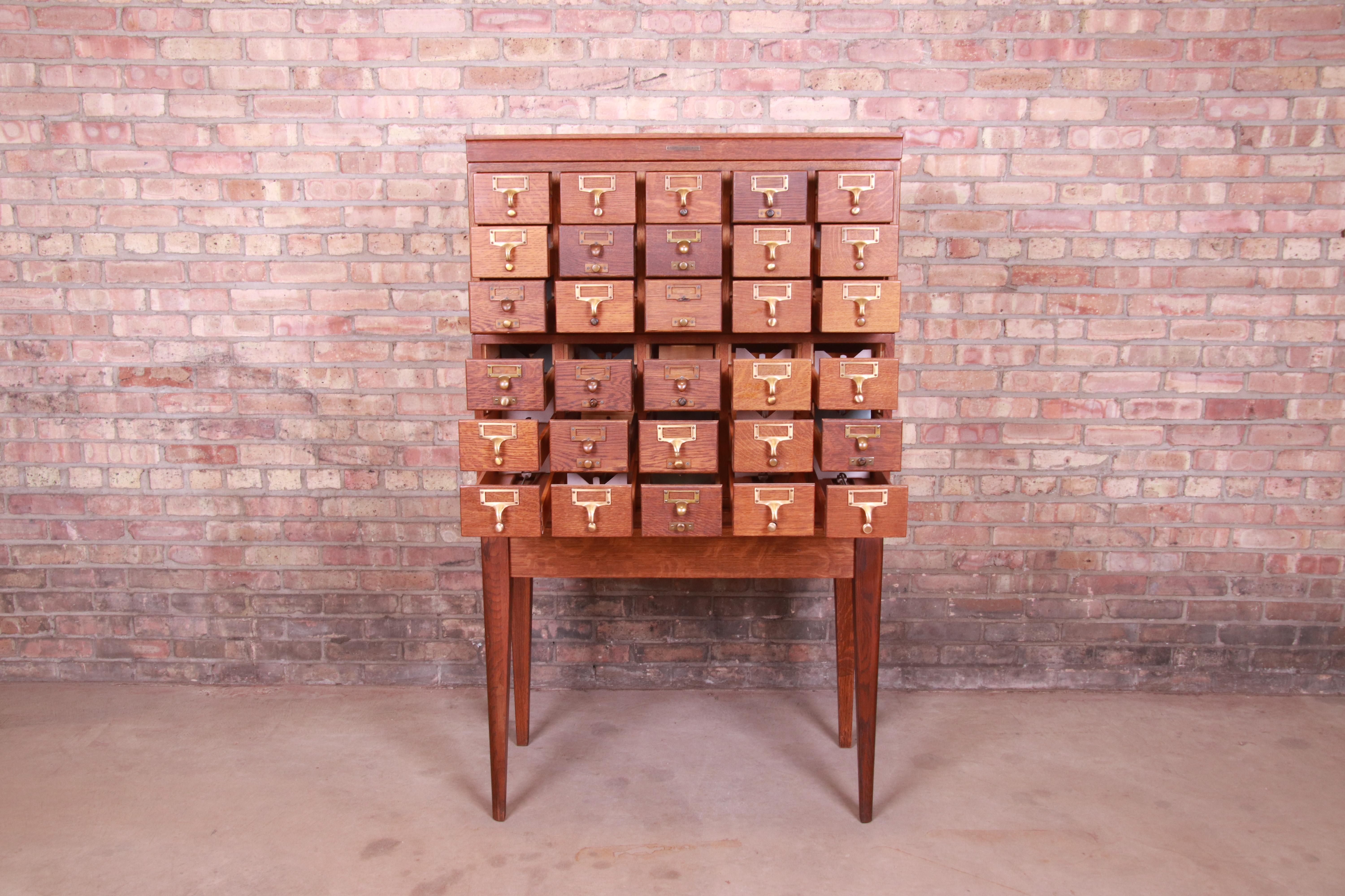 American Mid-Century Modern 30-Drawer Oak Library Card Catalog by Gaylord Bros.