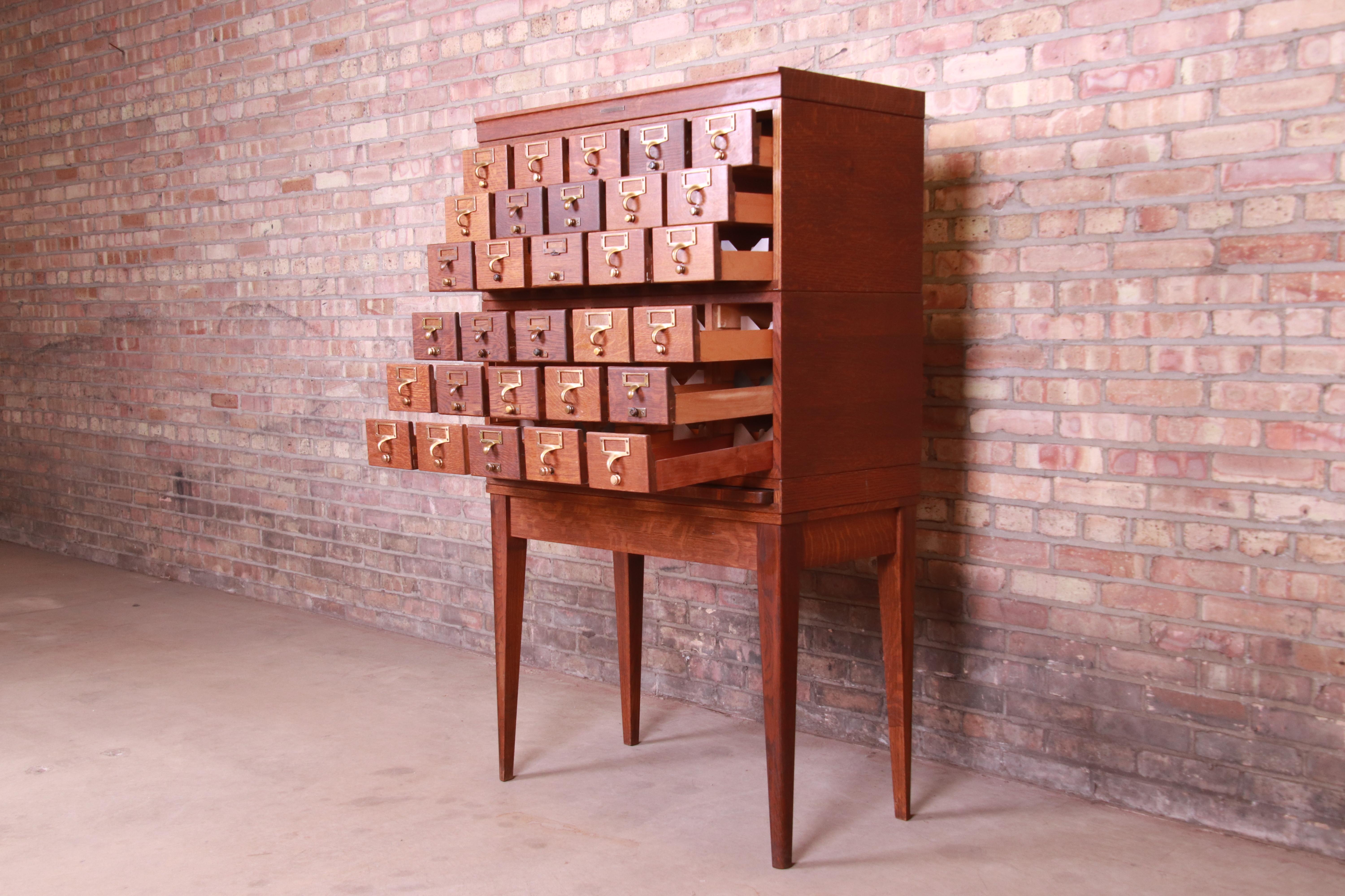 20th Century Mid-Century Modern 30-Drawer Oak Library Card Catalog by Gaylord Bros.