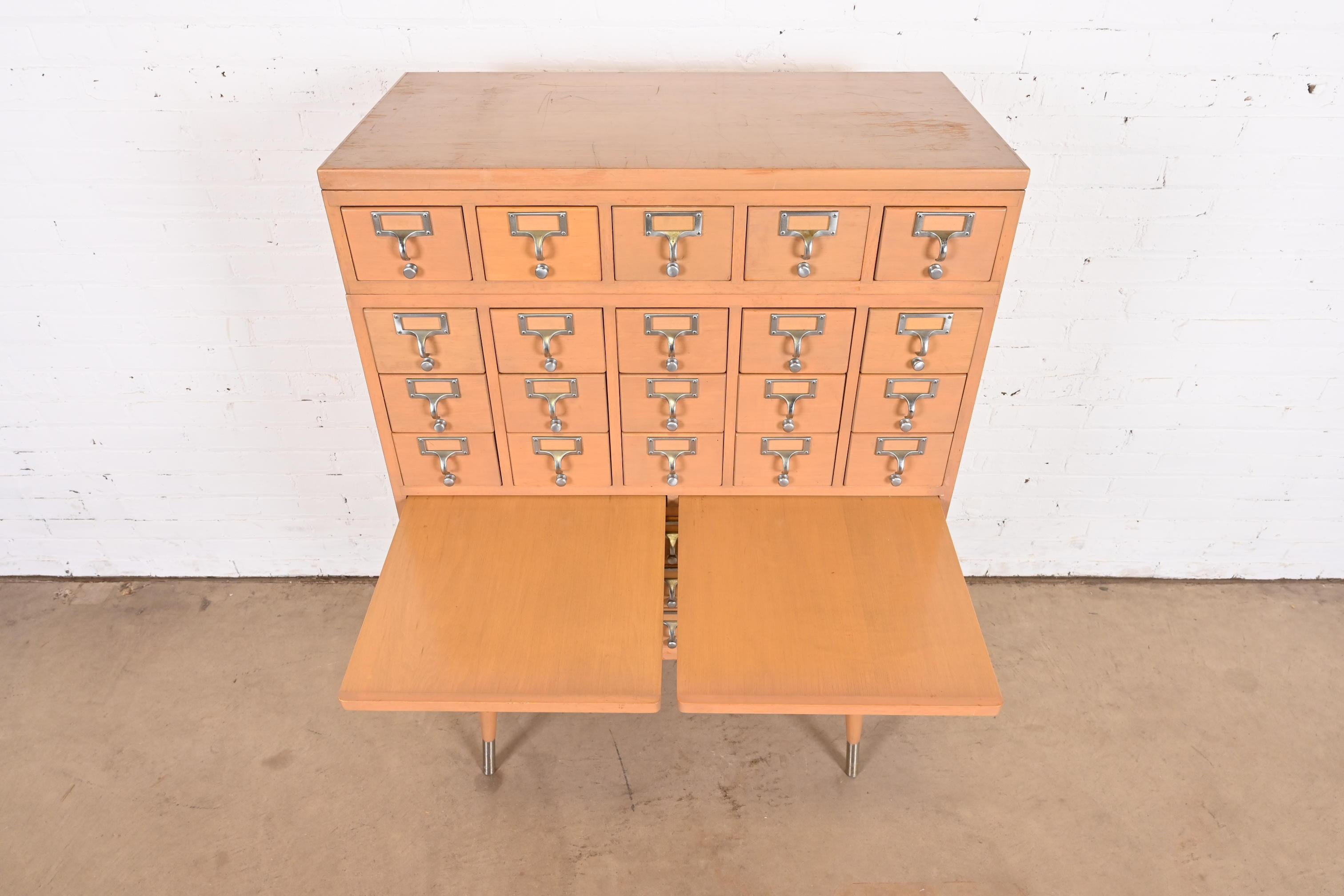 Mid-Century Modern 35-Drawer Maple Library Card Catalog by John E. Sjöström Co. 1